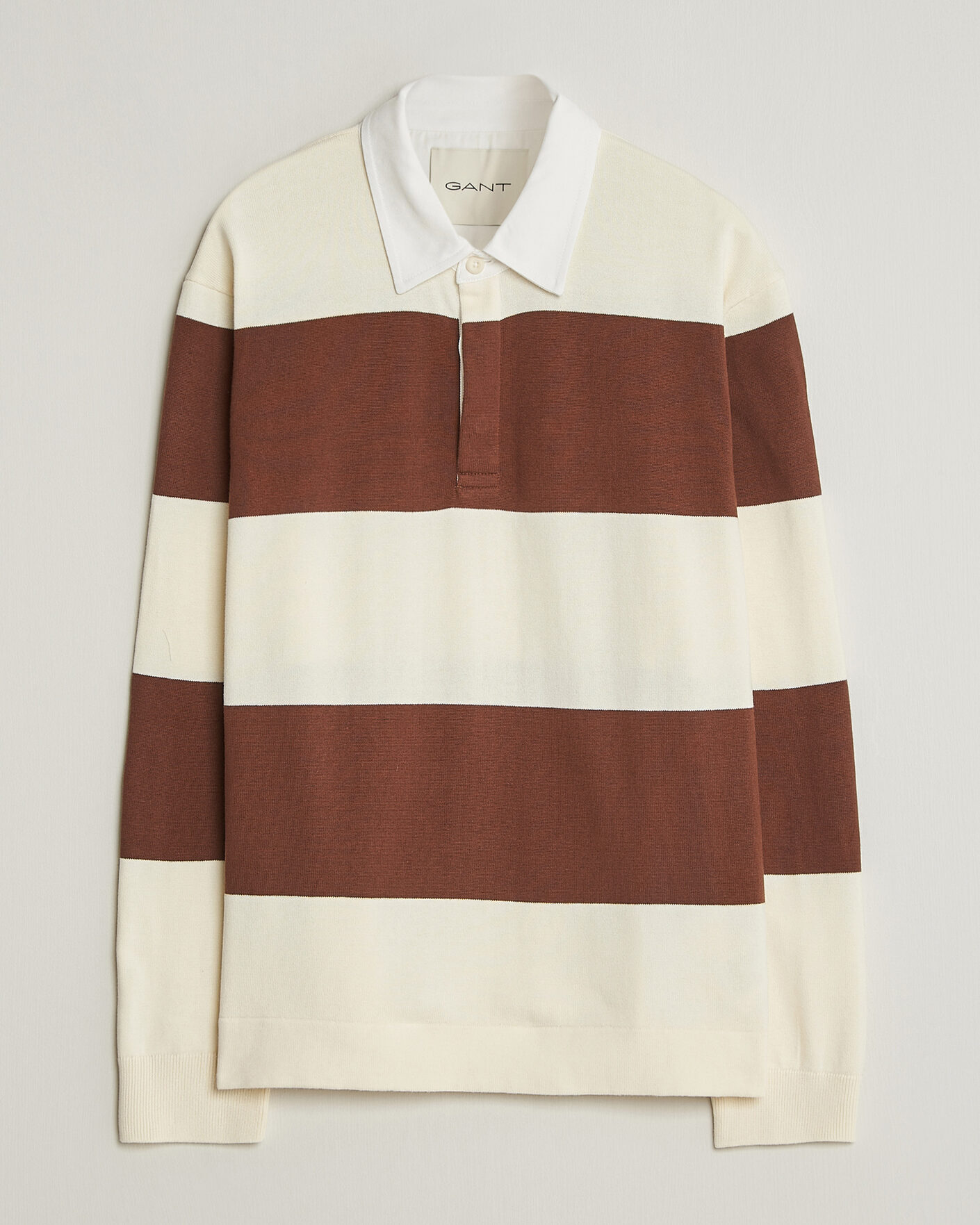 Uomini | Maglieria | GANT | Barstriped Knitted Rugger Cream/Brown