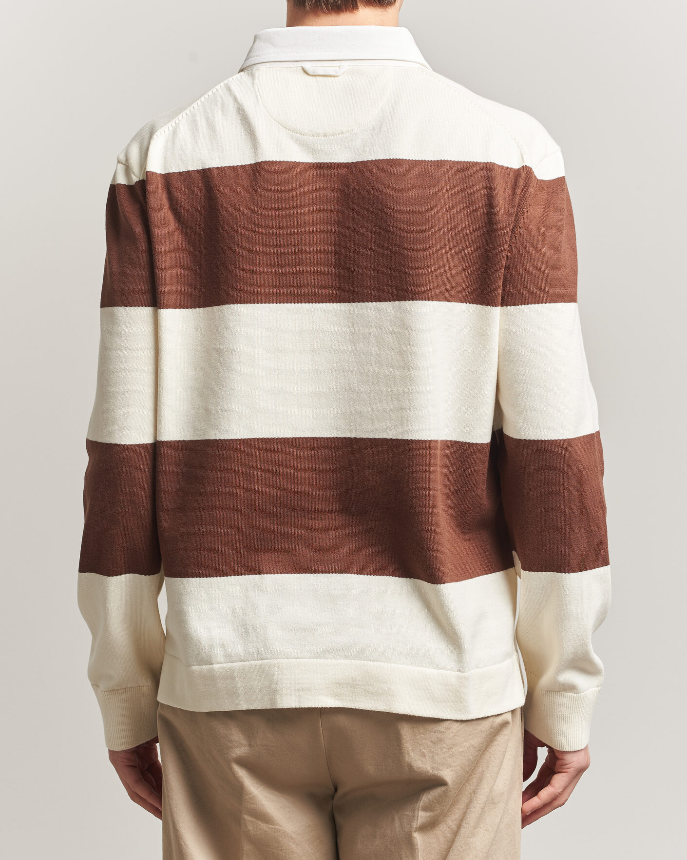 Uomini | Maglieria | Gant | Barstriped Knitted Rugger Cream/Brown