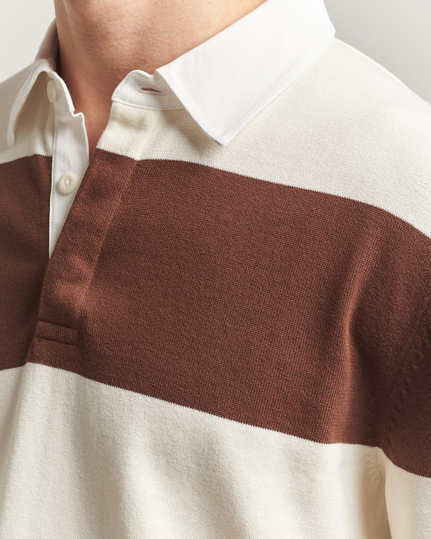 Uomini | Maglieria | Gant | Barstriped Knitted Rugger Cream/Brown