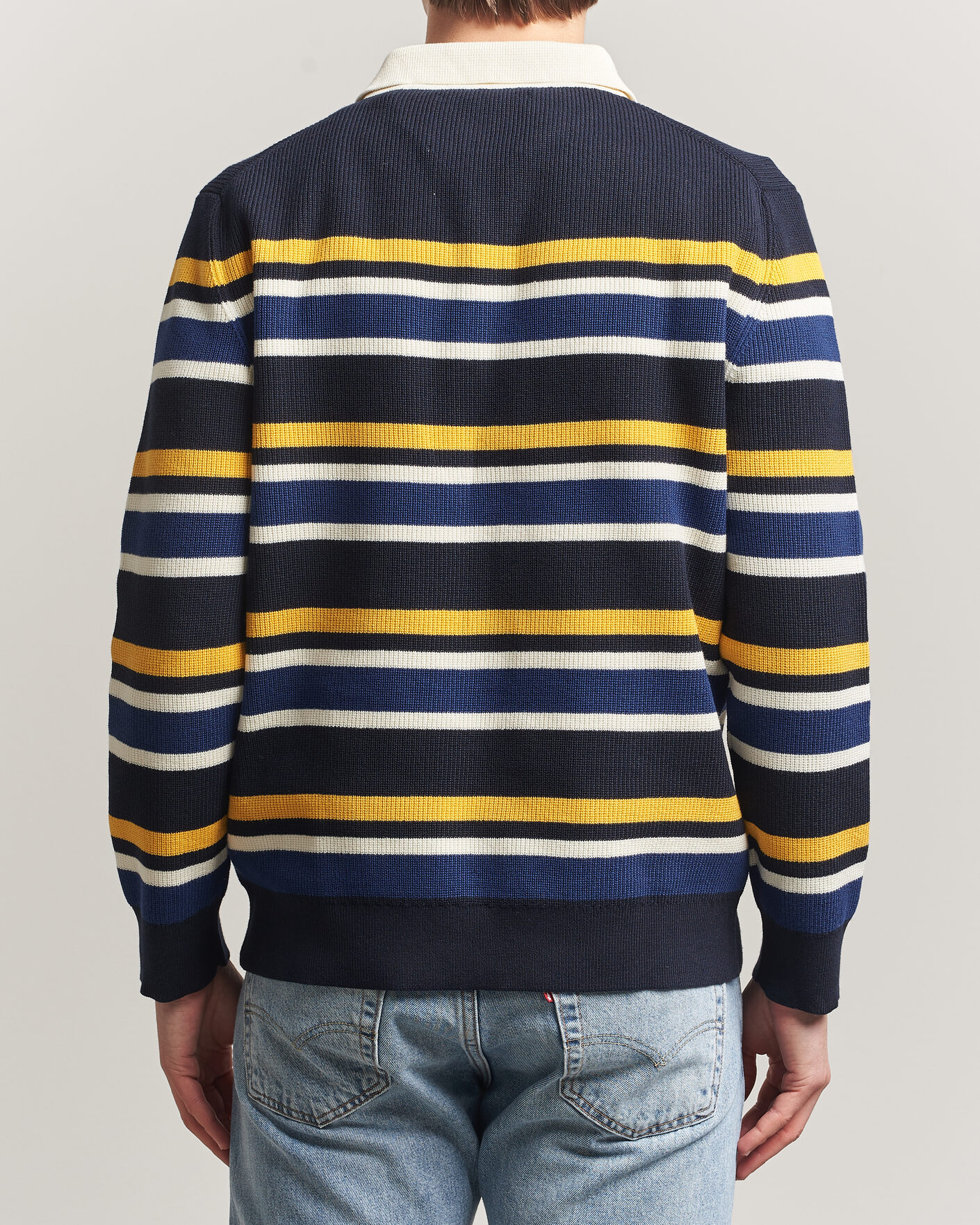 Uomini | Maglieria | Gant | Multisptriped Knitted Rugger Evening Blue