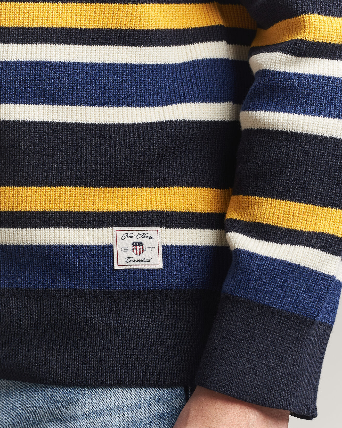 Uomini | Maglieria | Gant | Multisptriped Knitted Rugger Evening Blue