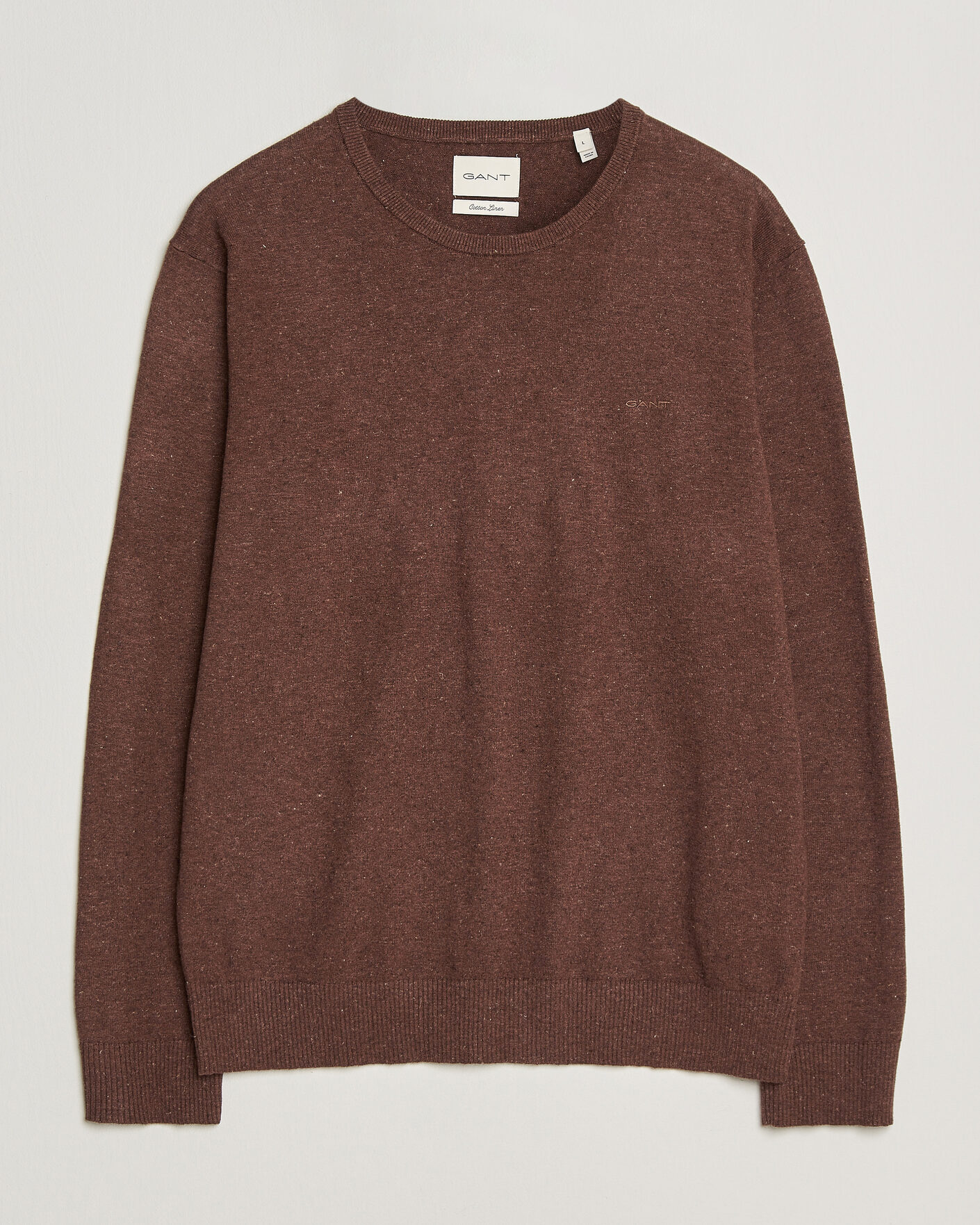 Uomini | Maglieria | Gant | Cotton/Linen Slub Knitted Sweater Hazelnut Melange
