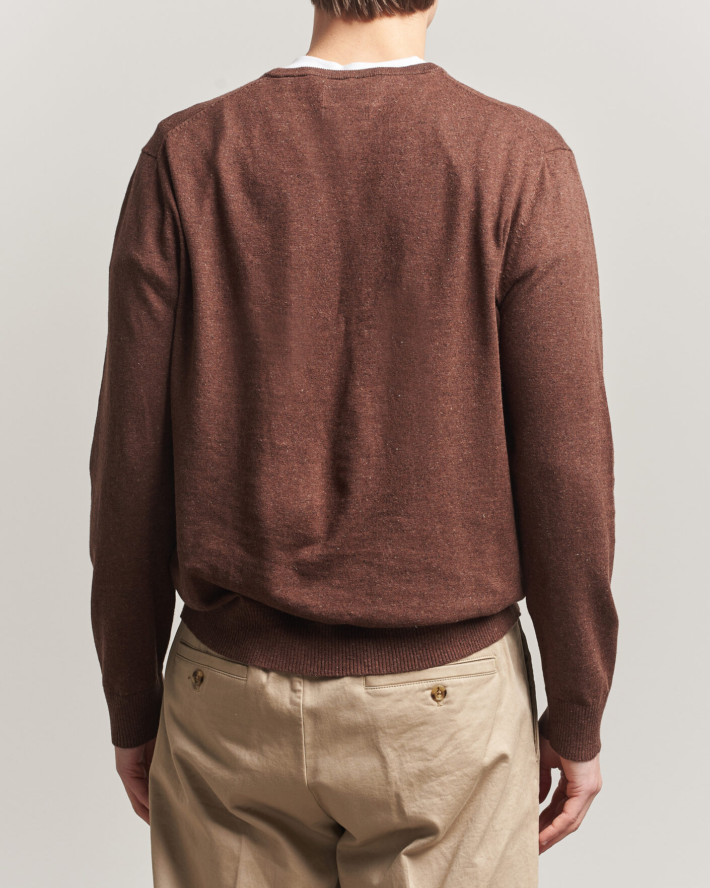 Uomini | Maglieria | Gant | Cotton/Linen Slub Knitted Sweater Hazelnut Melange