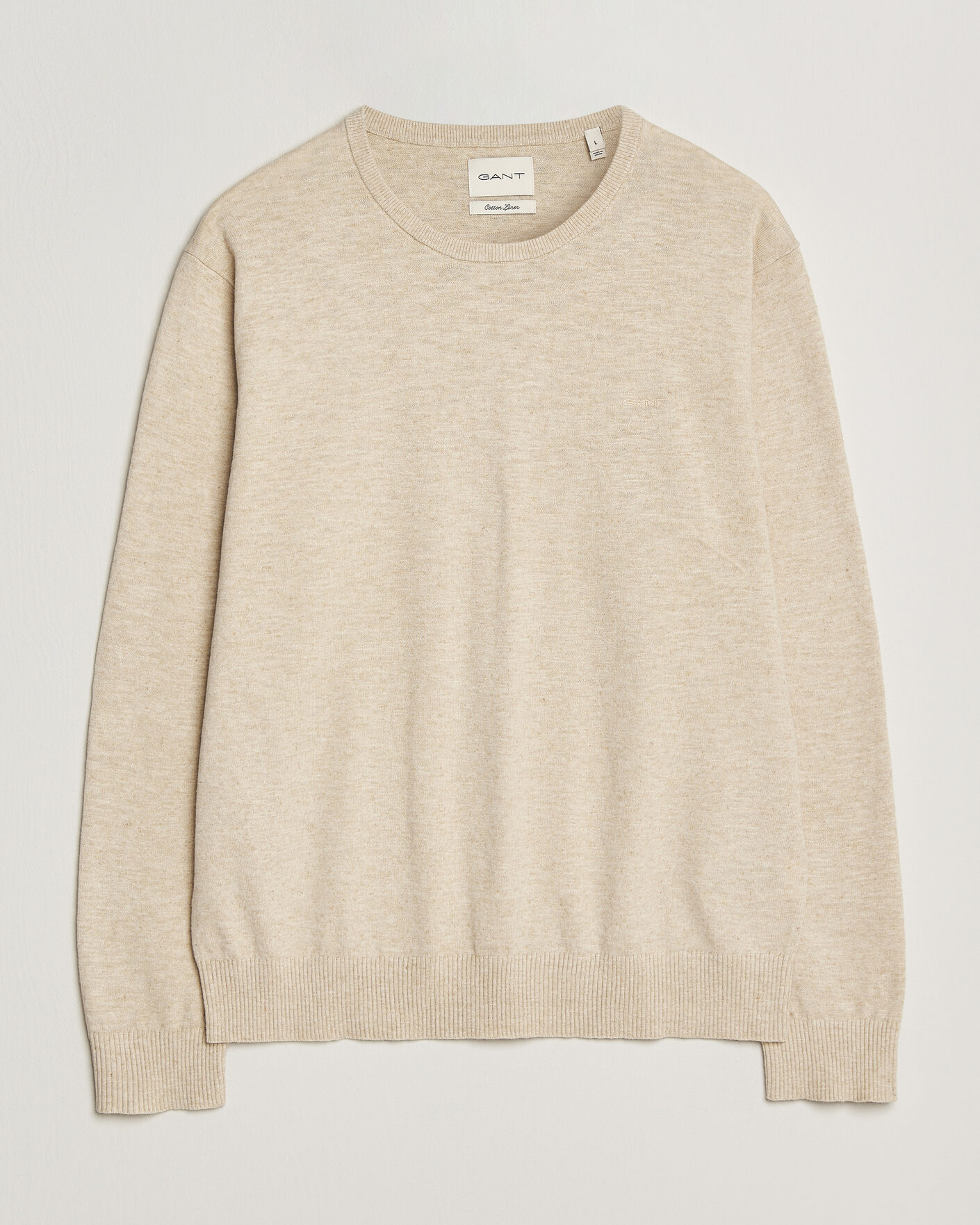 Uomini | Maglieria | Gant | Cotton/Linen Slub Knitted Sweater Seed Melange