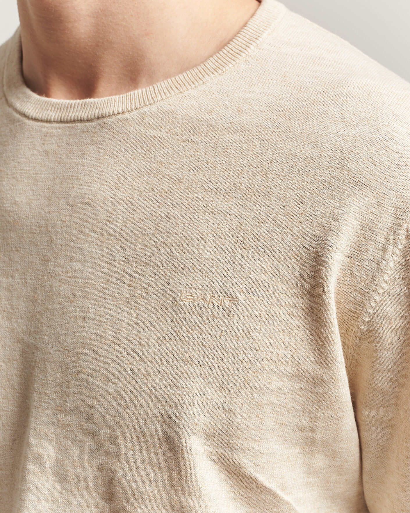 Uomini | Maglieria | Gant | Cotton/Linen Slub Knitted Sweater Seed Melange