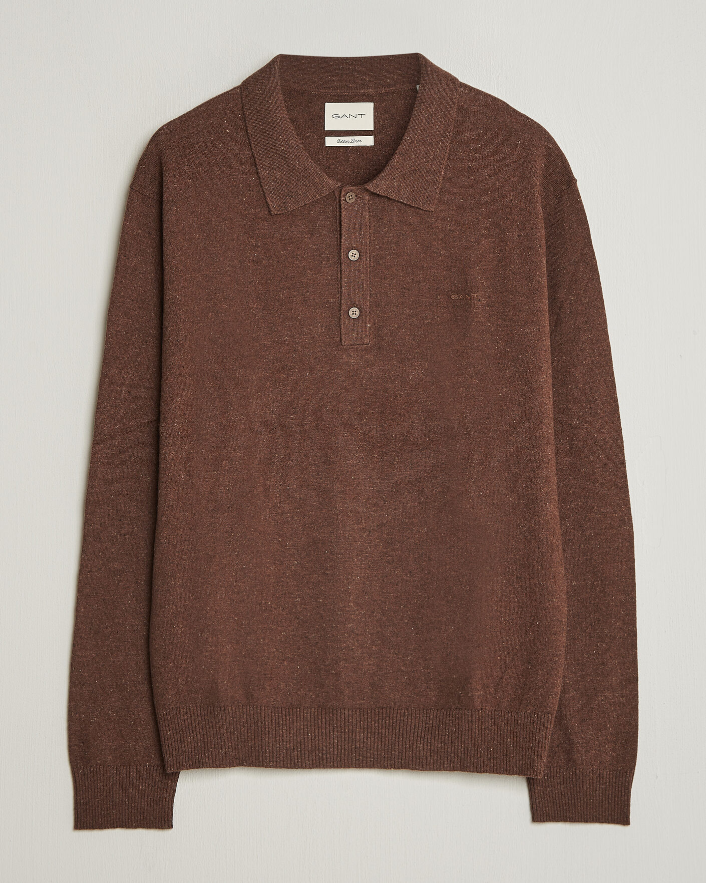 Uomini | Maglieria | Gant | Cotton/Linen Slub Knitted Polo Hazelnut Melange