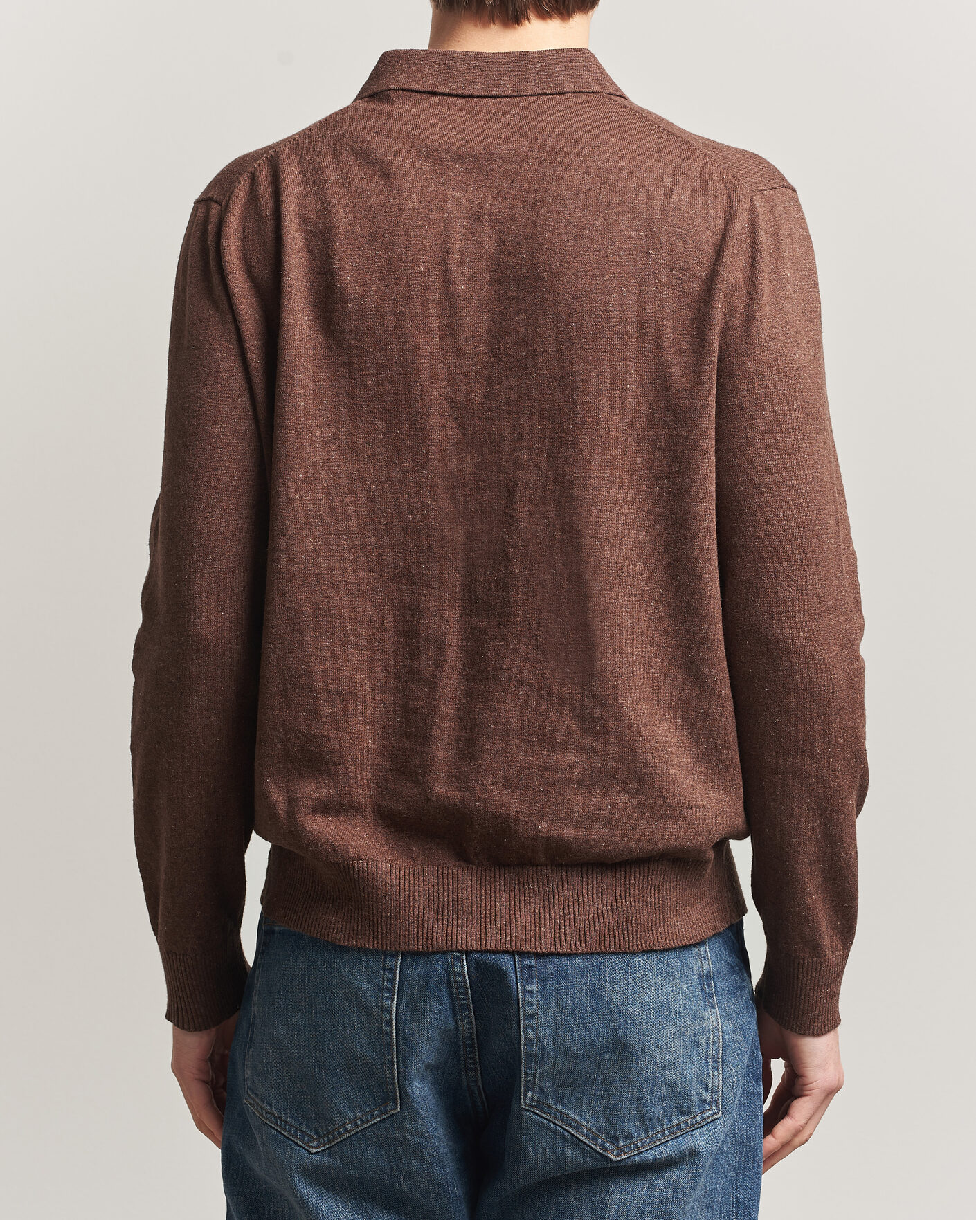 Uomini | Maglieria | GANT | Cotton/Linen Slub Knitted Polo Hazelnut Melange
