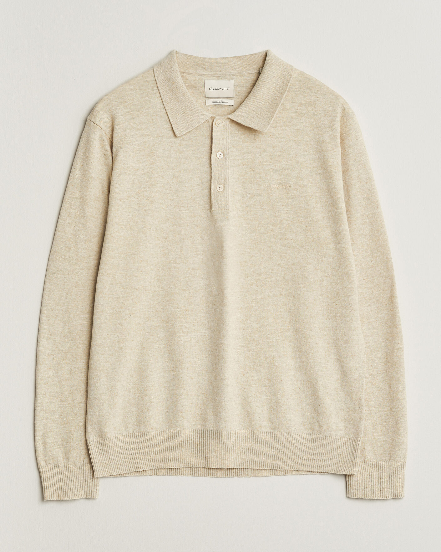 Uomini | Maglieria | Gant | Cotton/Linen Slub Knitted Polo Seed Melange