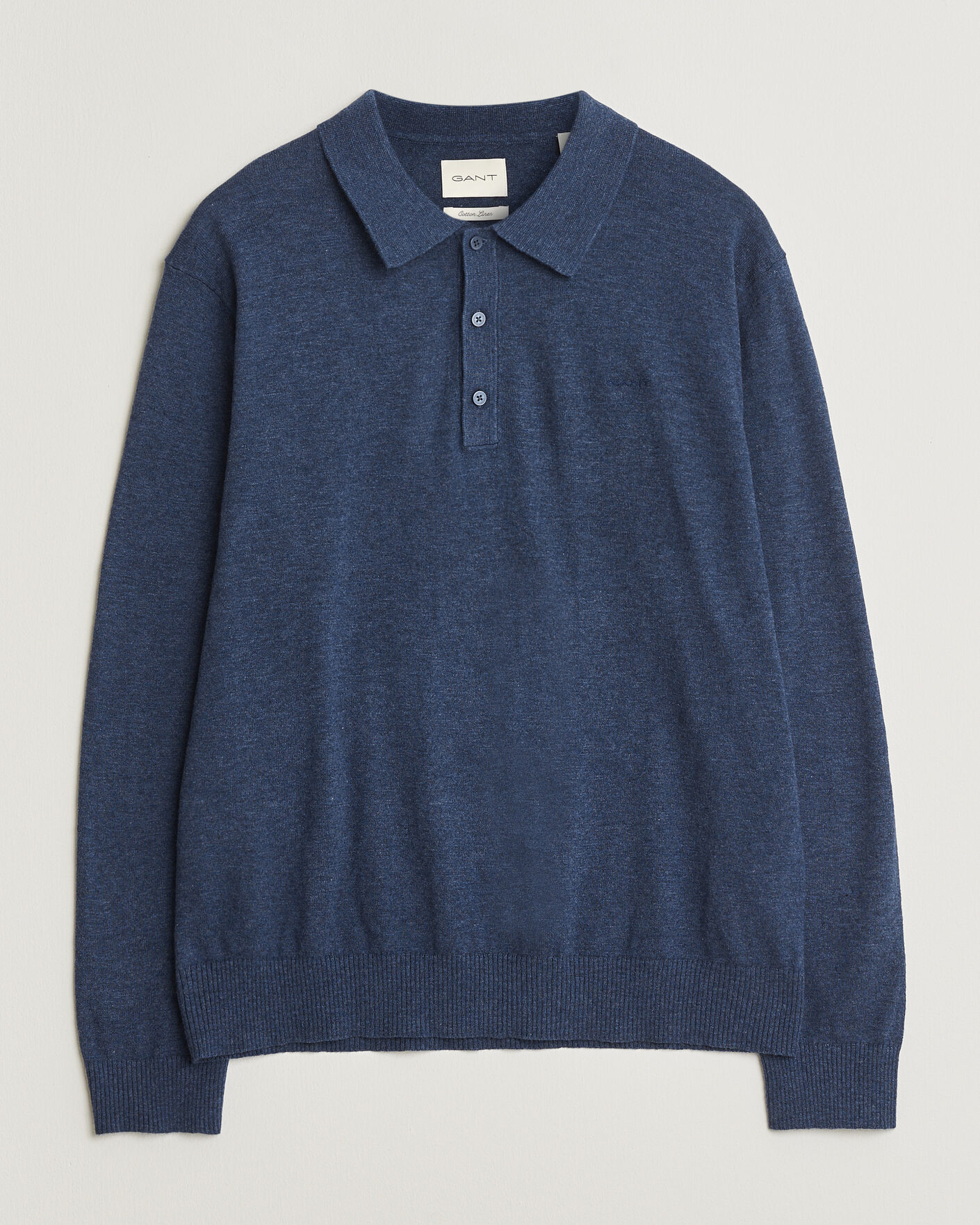 Uomini | Maglieria | GANT | Cotton/Linen Slub Knitted Polo Dark Indigo Melange
