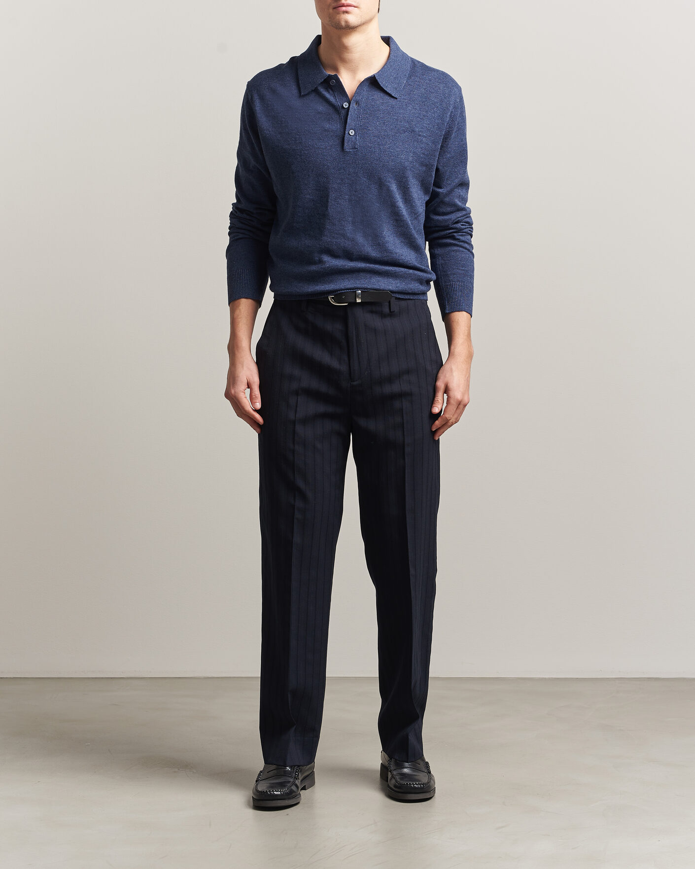 Uomini | Maglieria | GANT | Cotton/Linen Slub Knitted Polo Dark Indigo Melange