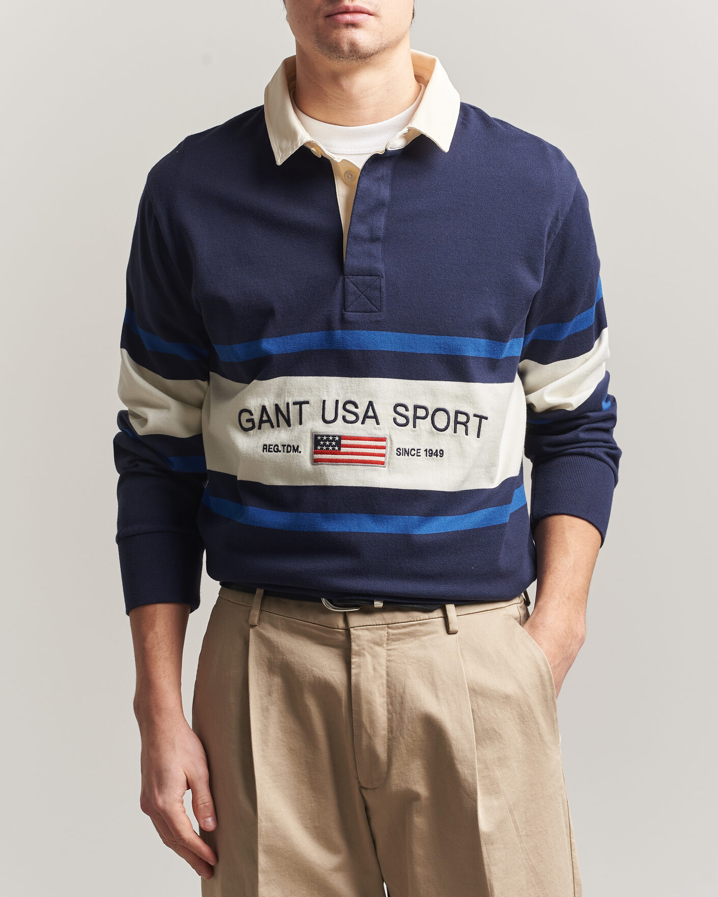 Uomini | Maglieria | Gant | Striped Rugger Evening Blue