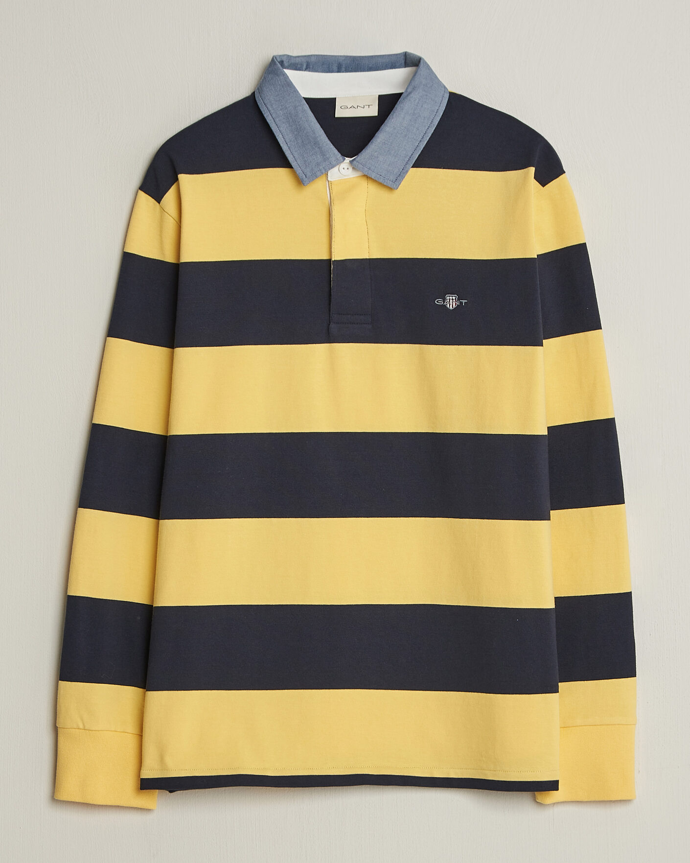 Uomini | Maglieria | GANT | Chambray Striped Heavy Rugger Banana Yellow