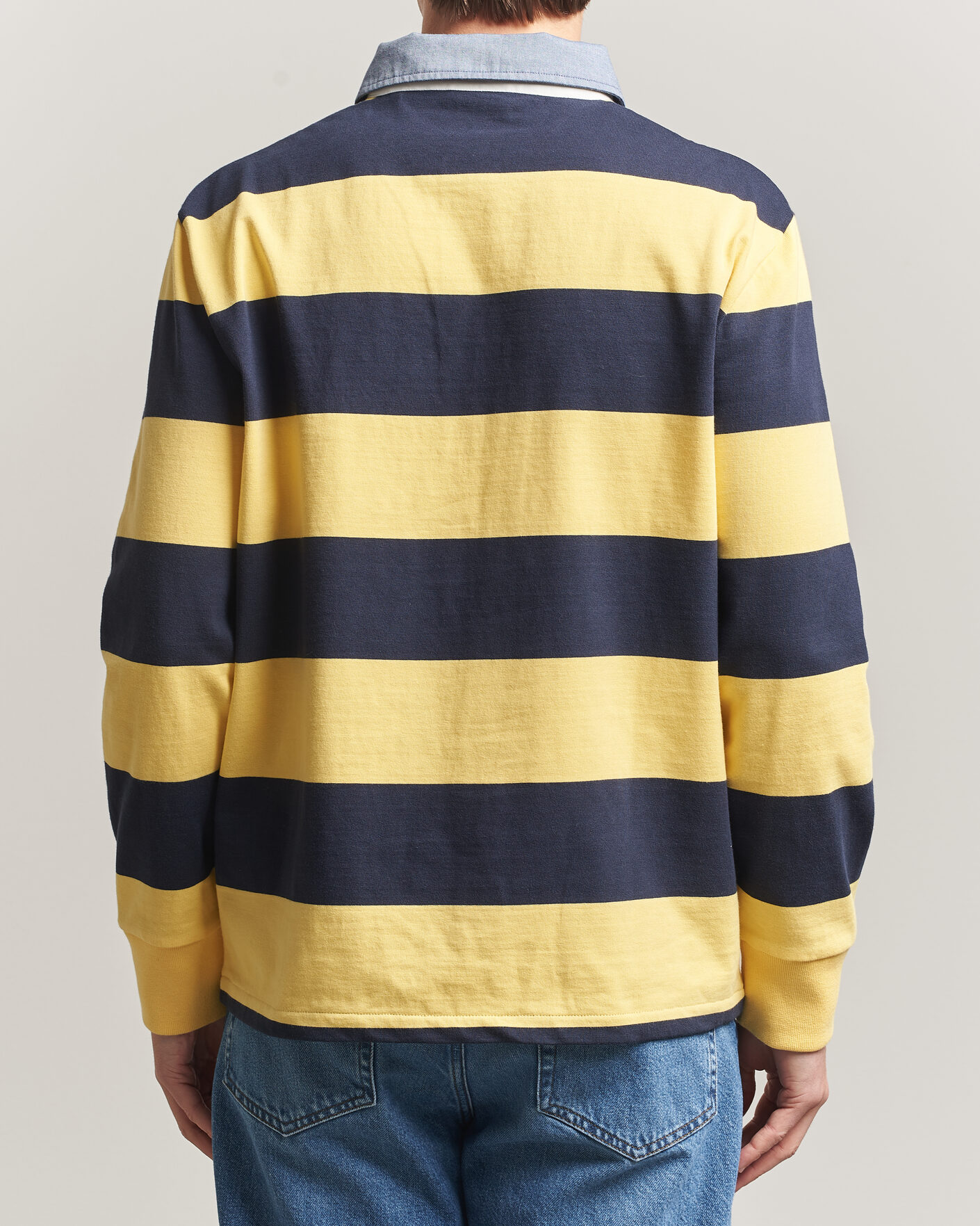 Uomini | Maglieria | GANT | Chambray Striped Heavy Rugger Banana Yellow