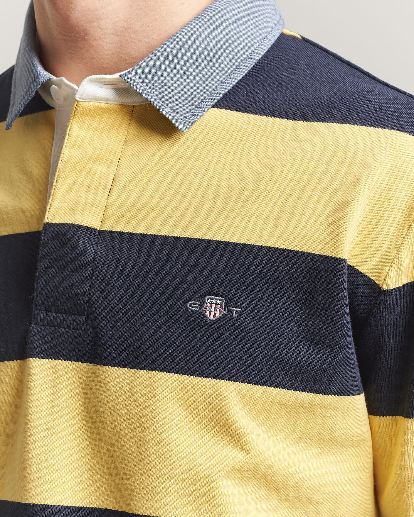Uomini | Maglieria | Gant | Chambray Striped Heavy Rugger Banana Yellow