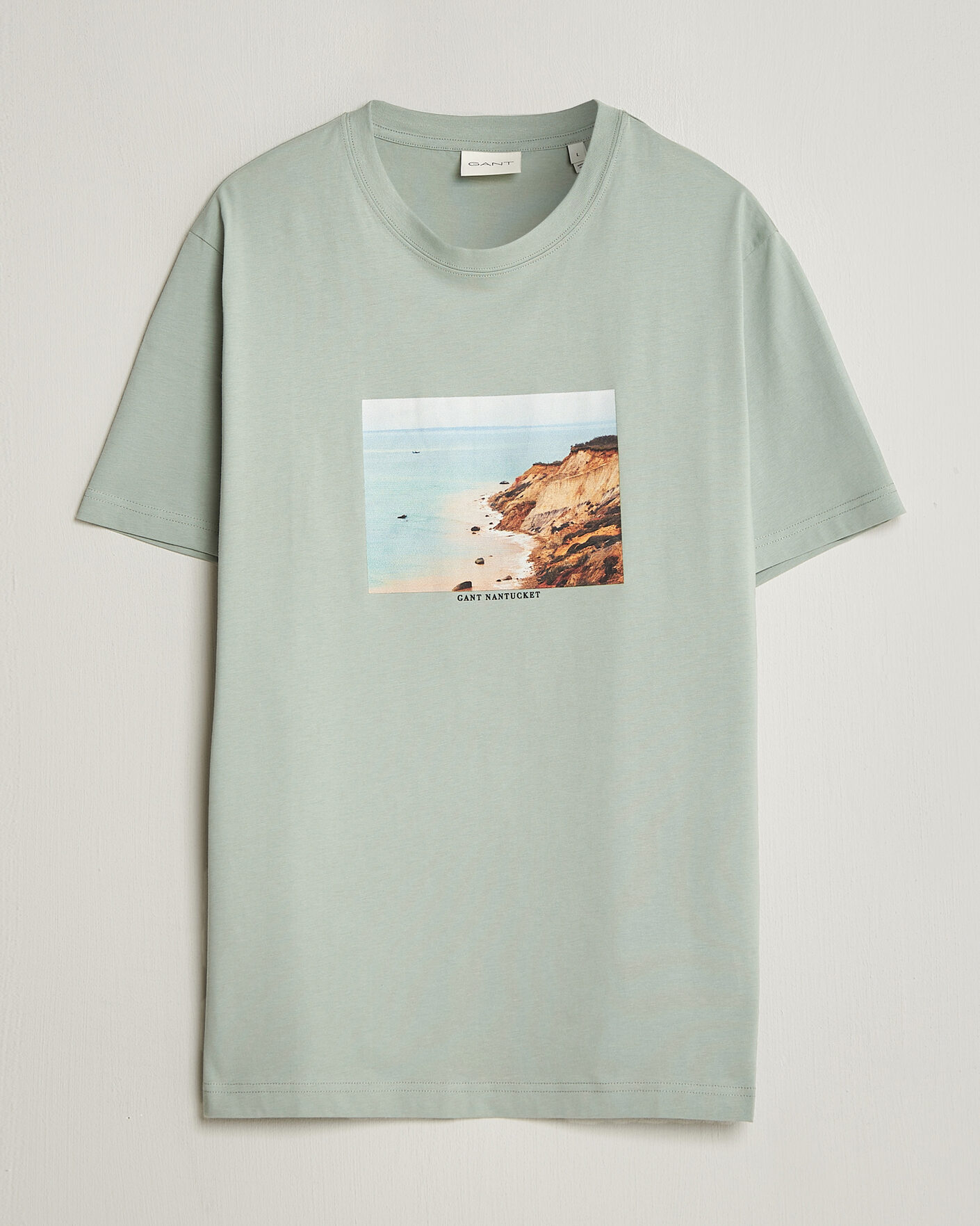 Uomini | T-shirt | Gant | Scenery Graphic Crew Neck T-Shirt Ceramic Grey