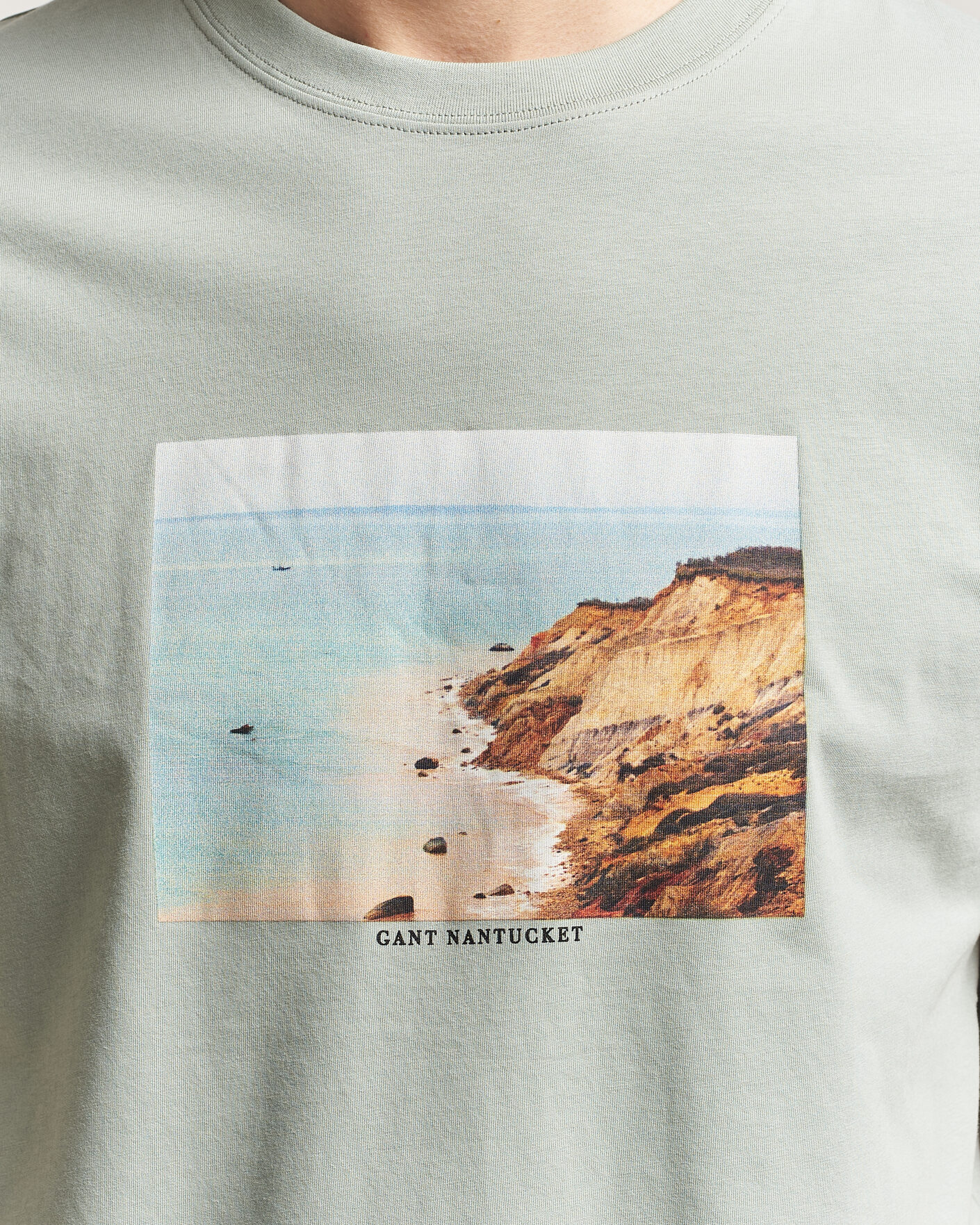 Uomini | T-shirt | Gant | Scenery Graphic Crew Neck T-Shirt Ceramic Grey