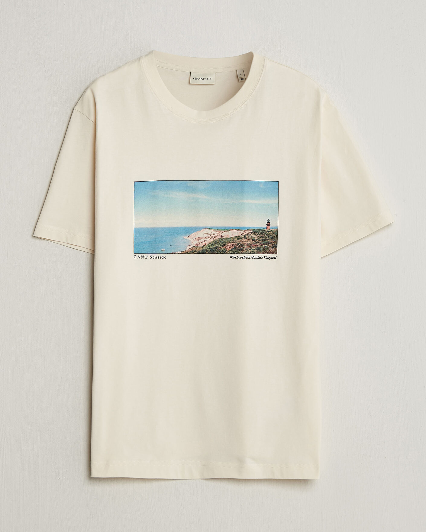 Uomini | T-shirt | GANT | Scenery Graphic Crew Neck T-Shirt Cream