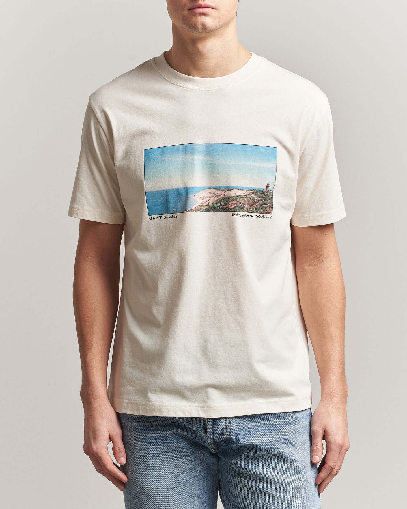 Uomini | T-shirt | GANT | Scenery Graphic Crew Neck T-Shirt Cream
