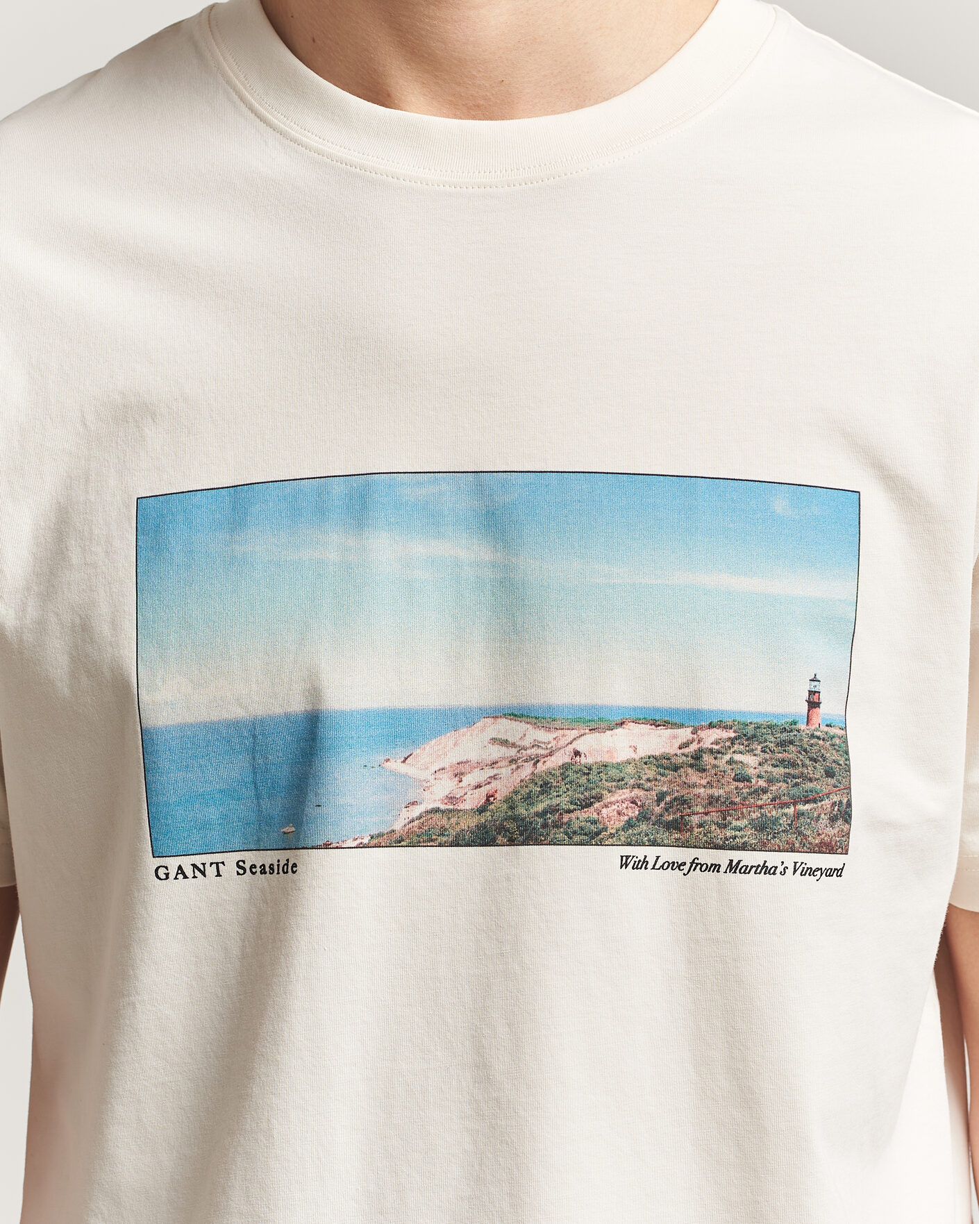 Uomini | T-shirt | Gant | Scenery Graphic Crew Neck T-Shirt Cream