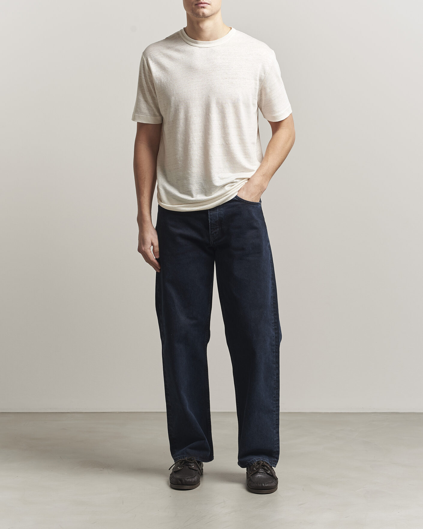 Uomini | T-shirt | GANT | Linen T-Shirt Creamed White