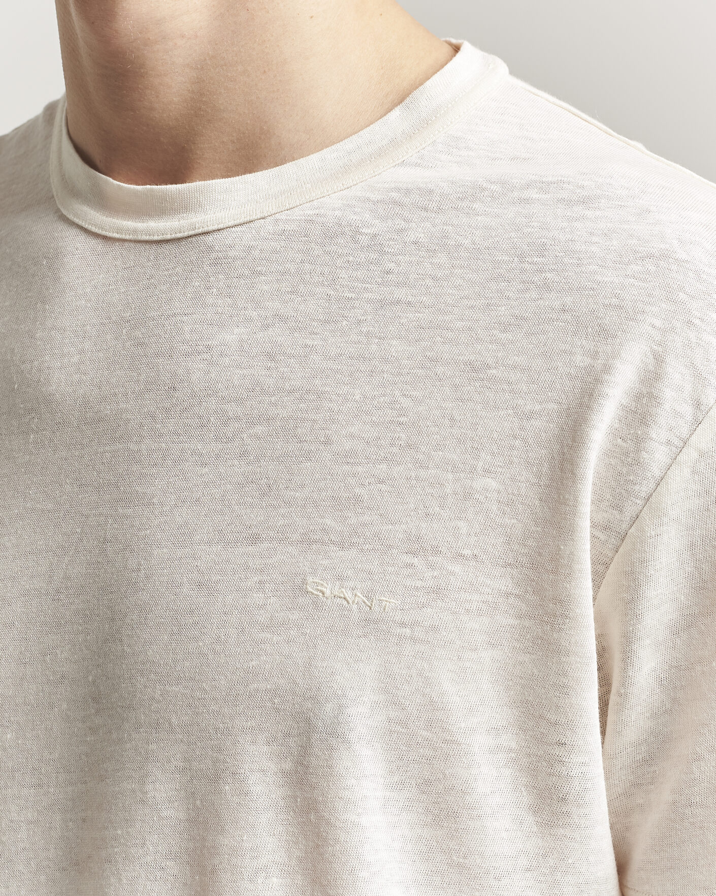 Uomini | T-shirt | GANT | Linen T-Shirt Creamed White
