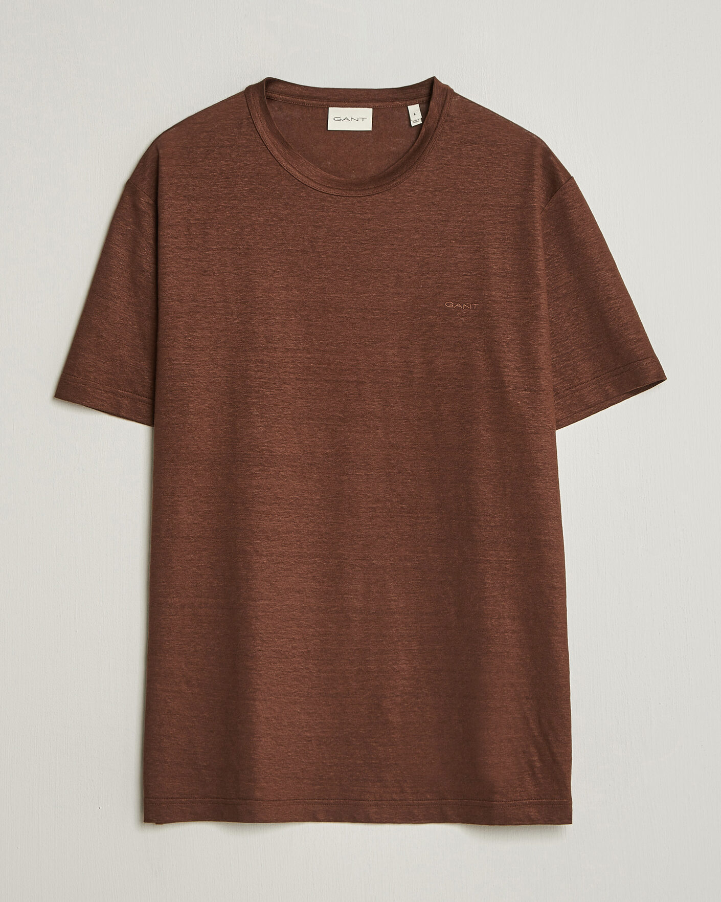Uomini | T-shirt | Gant | Linen T-Shirt Mahogany Brown