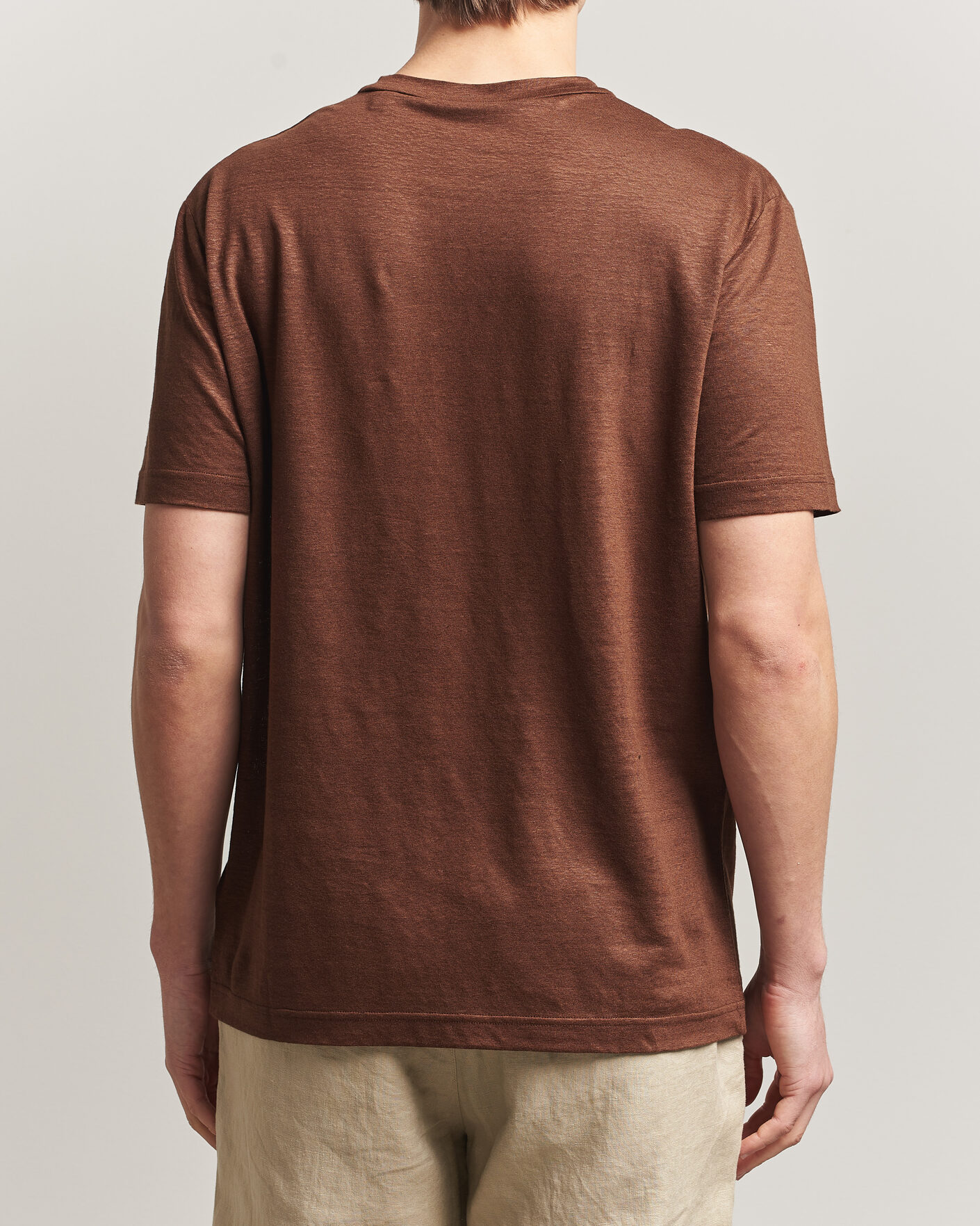 Uomini | T-shirt | GANT | Linen T-Shirt Mahogany Brown