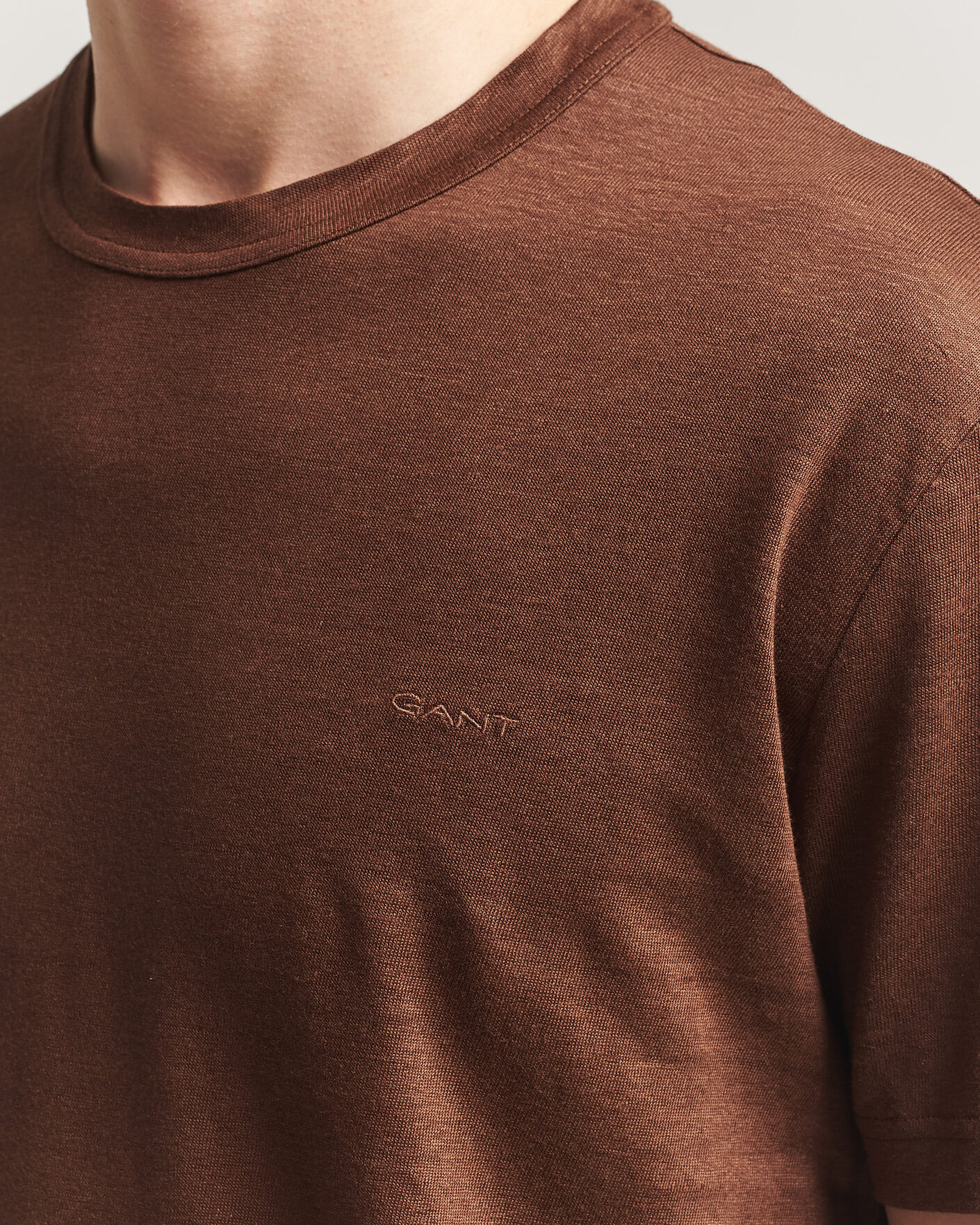 Uomini | T-shirt | Gant | Linen T-Shirt Mahogany Brown