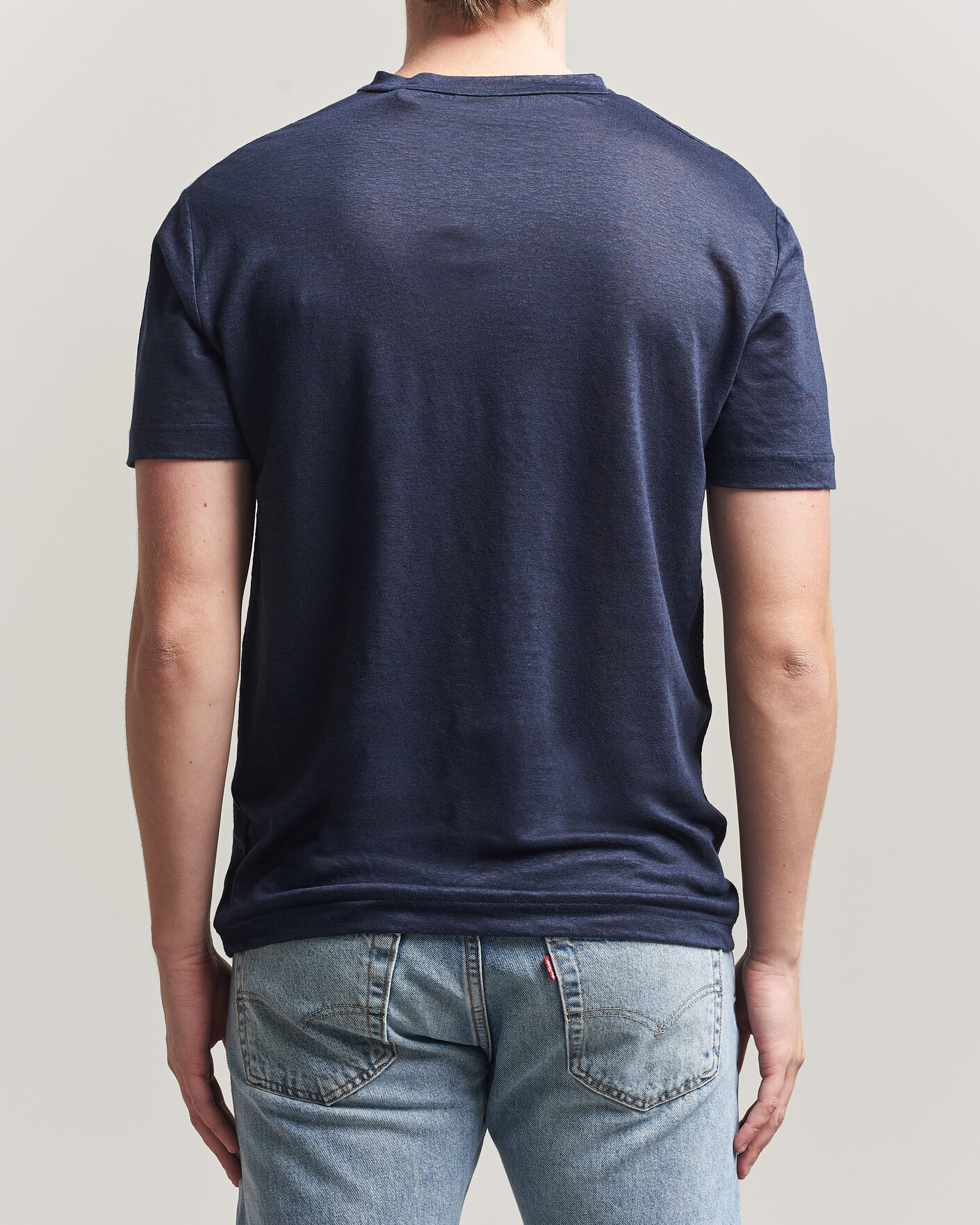 Uomini | T-shirt | GANT | Linen T-Shirt Evening Blue