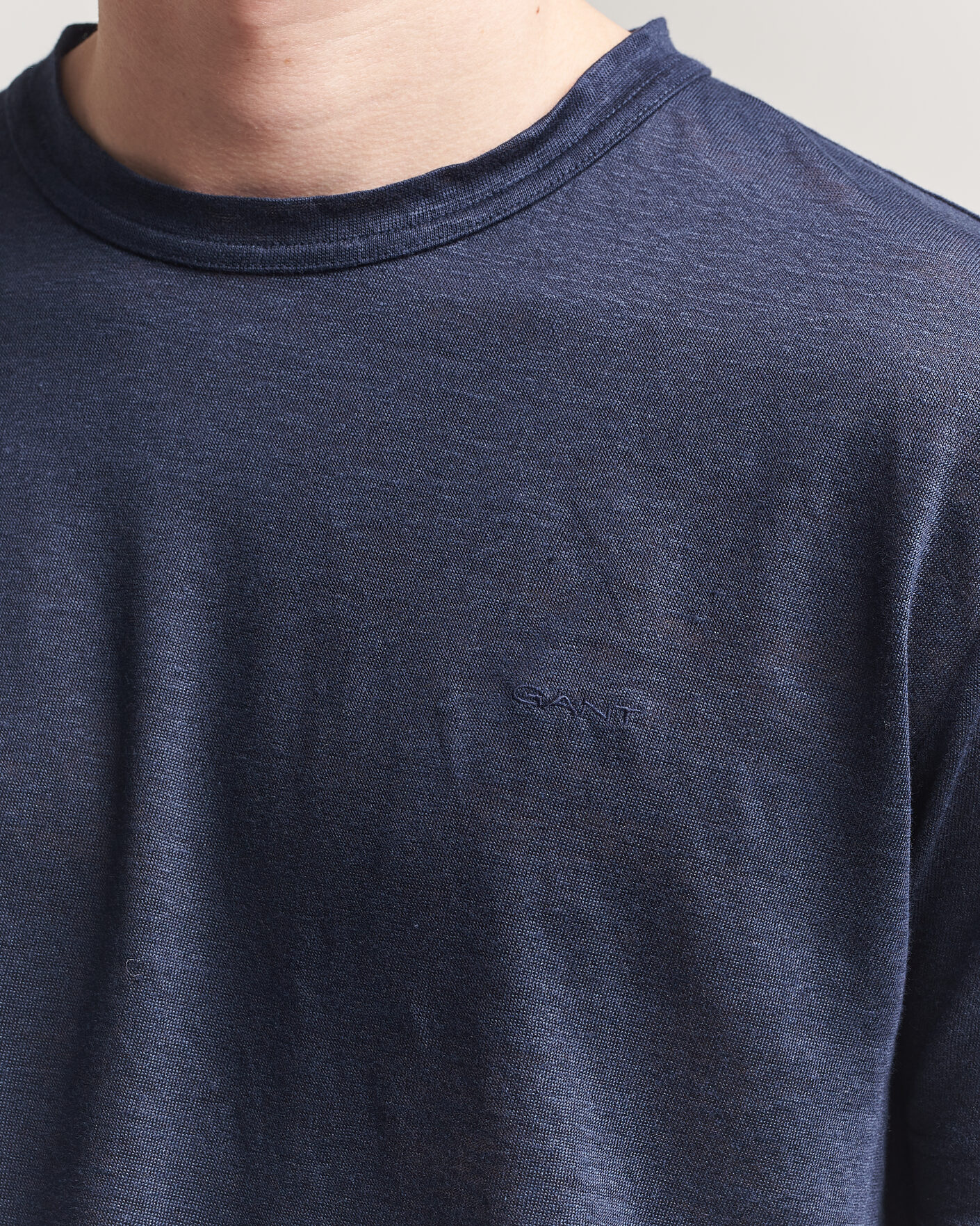 Uomini | T-shirt | Gant | Linen T-Shirt Evening Blue