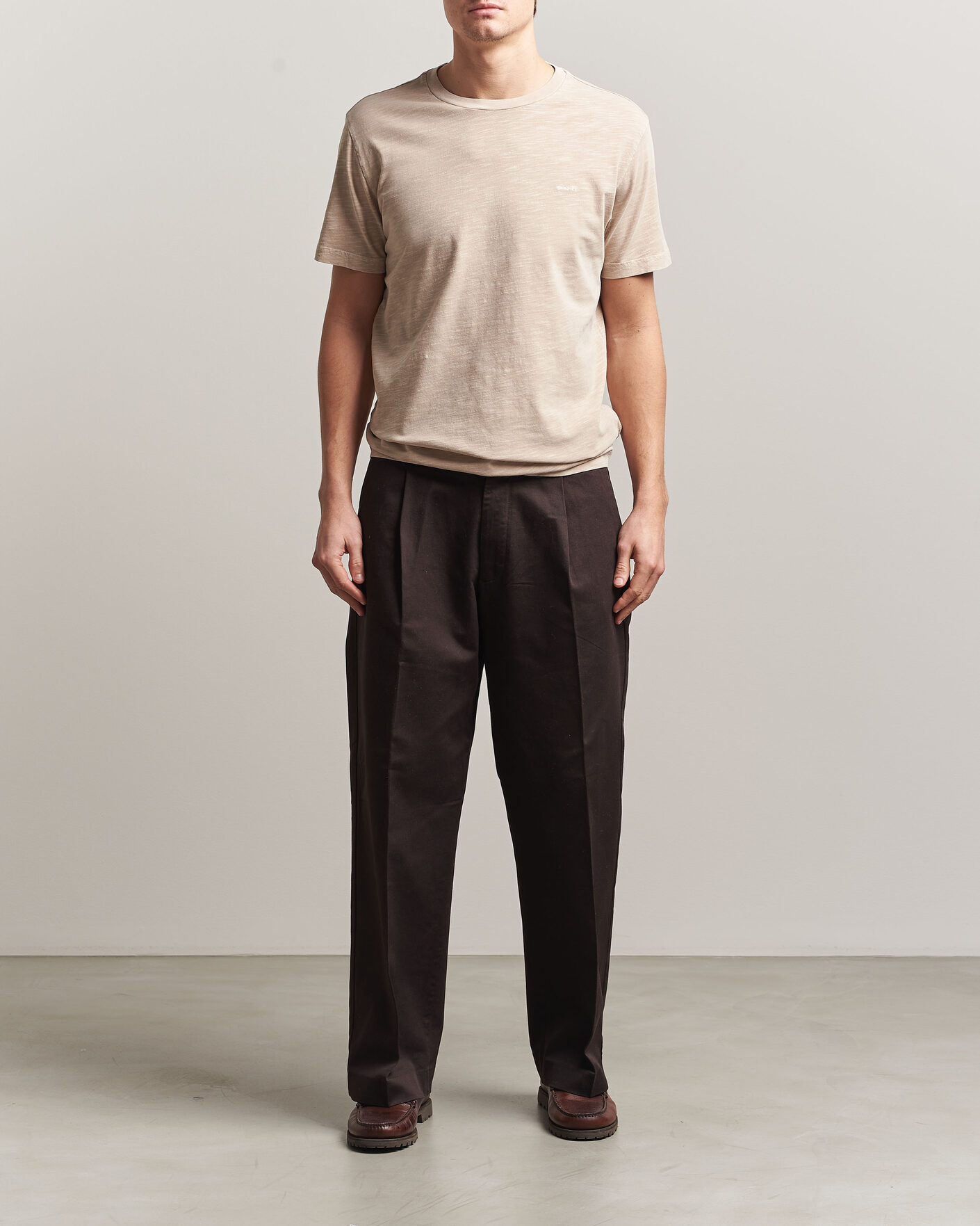 Uomini | T-shirt | Gant | Washed Slub T-Shirt Oat Beige