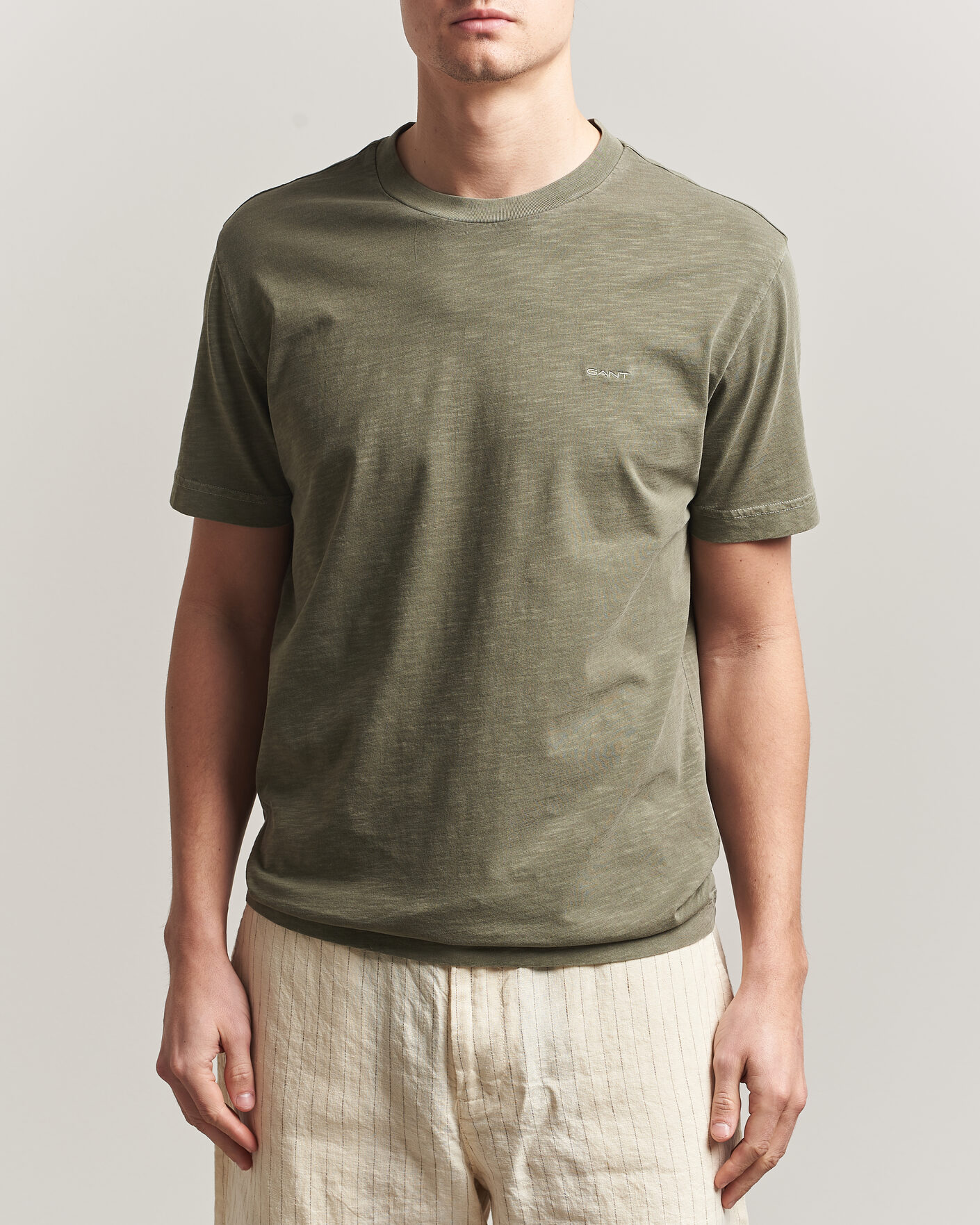 Uomini | T-shirt | Gant | Washed Slub T-Shirt Dry Herb Green