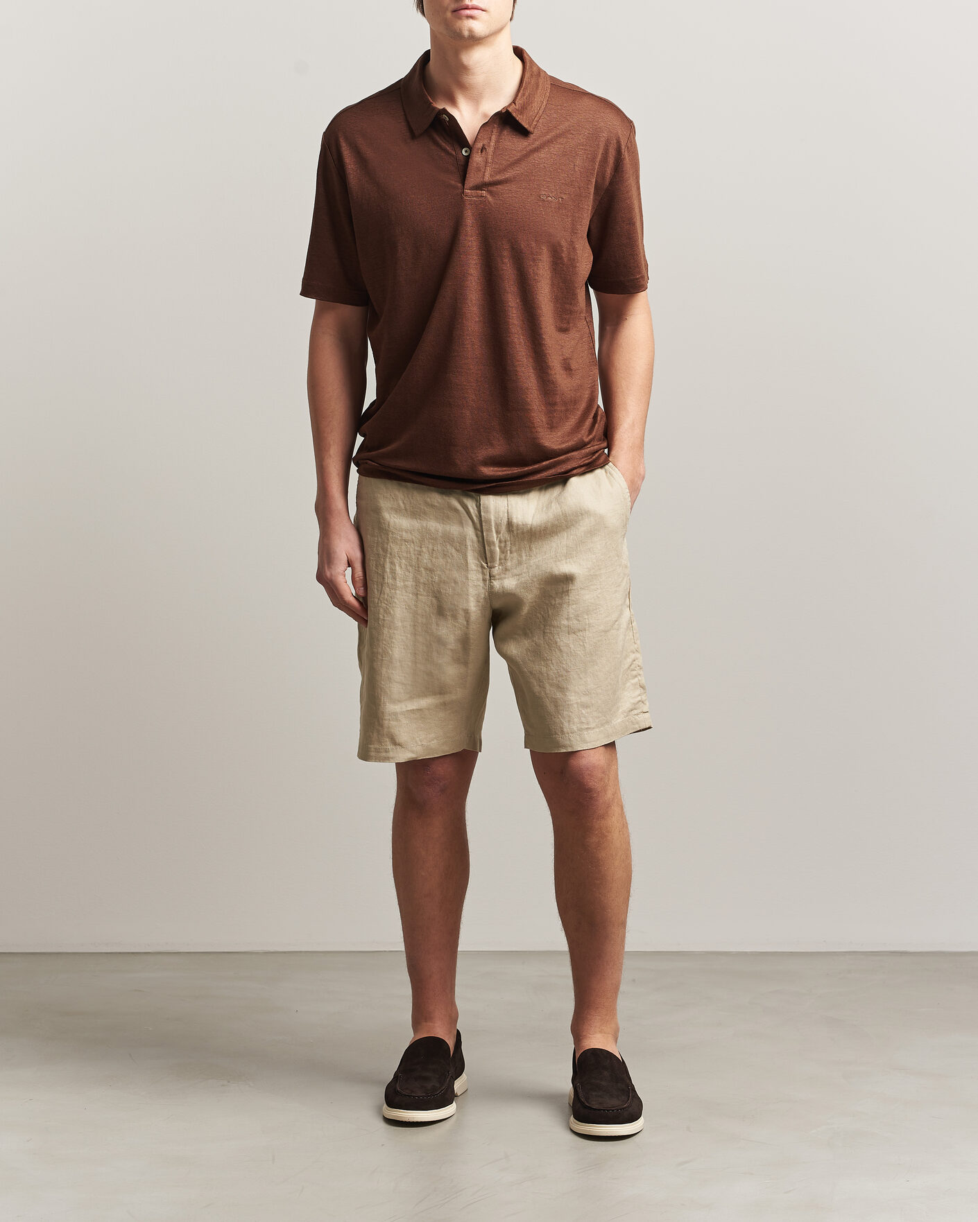 Uomini | Polo | GANT | Linen Polo Mahogany Brown