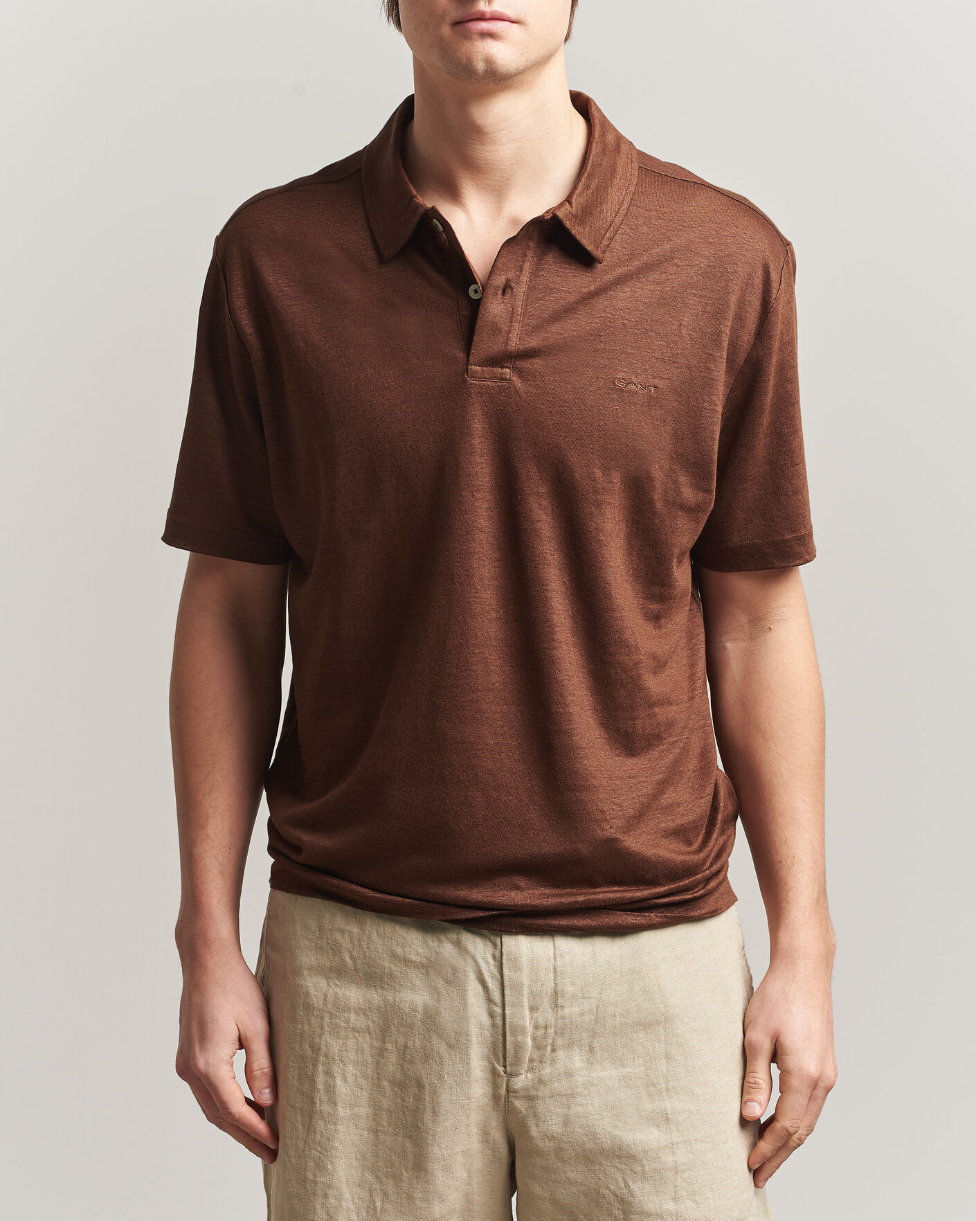 Uomini | Polo | Gant | Linen Polo Mahogany Brown