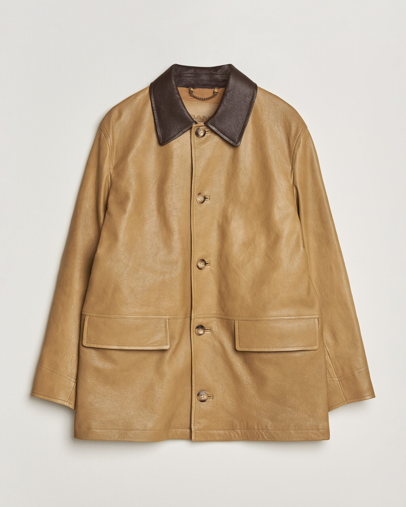 Uomini | Giacche | Gant | Leather Decker Jacket Warm Khaki