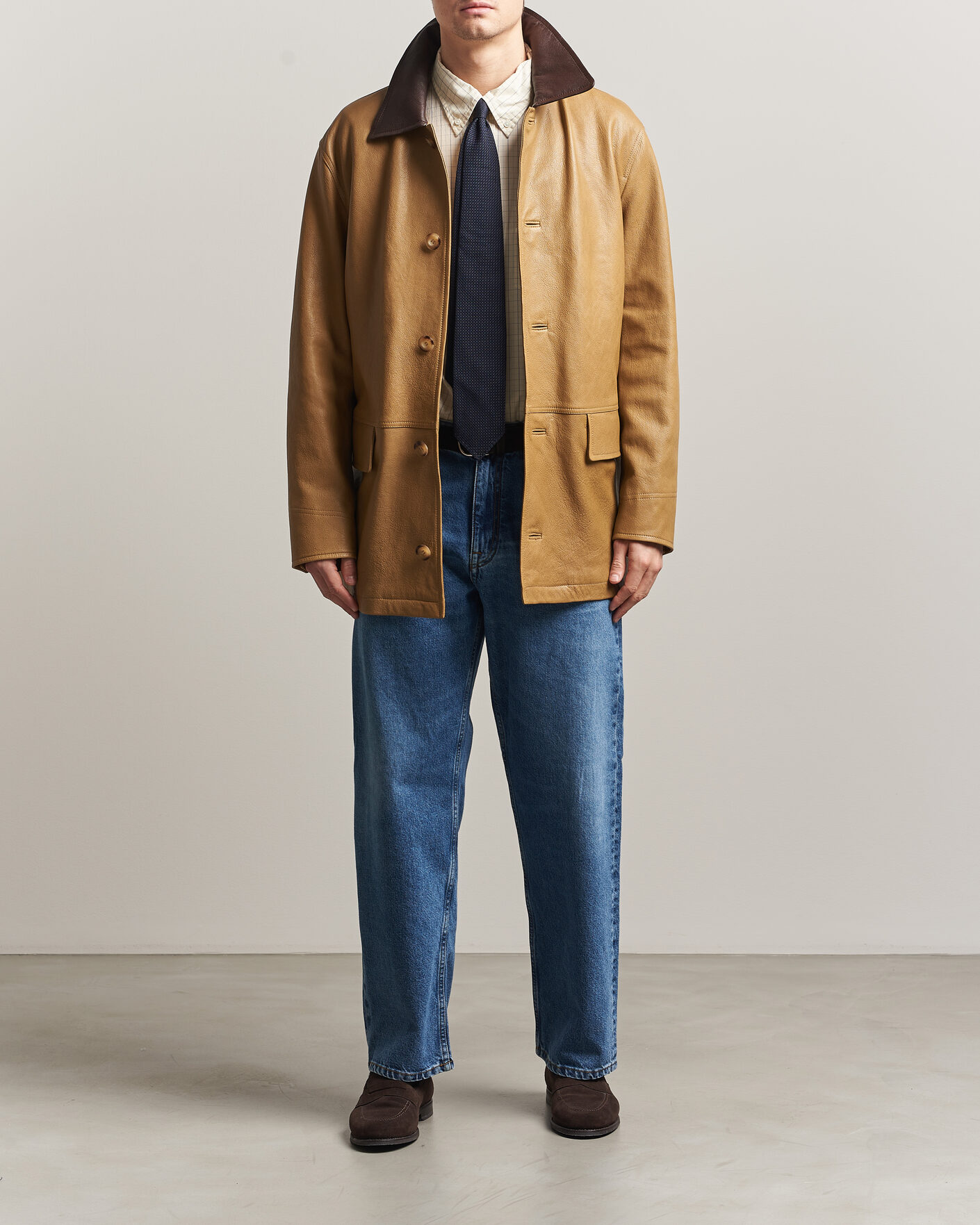 Uomini | Giacche | GANT | Leather Decker Jacket Warm Khaki