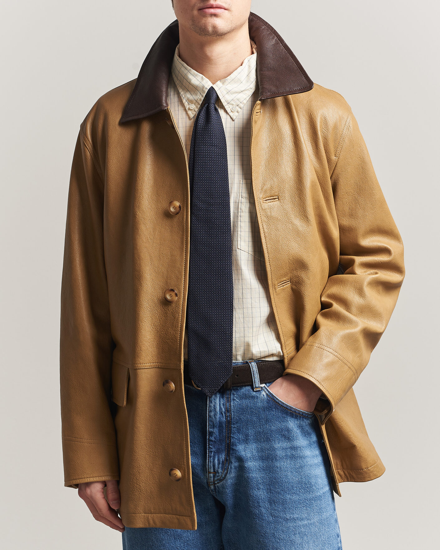 Uomini | Giacche | Gant | Leather Decker Jacket Warm Khaki