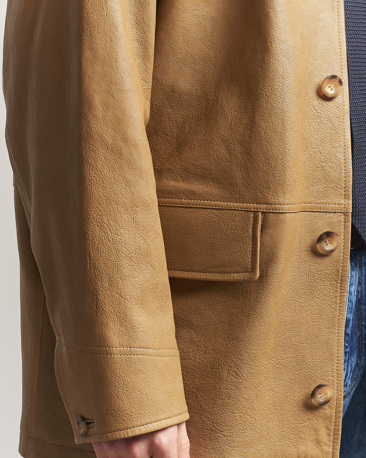 Uomini | Giacche | GANT | Leather Decker Jacket Warm Khaki