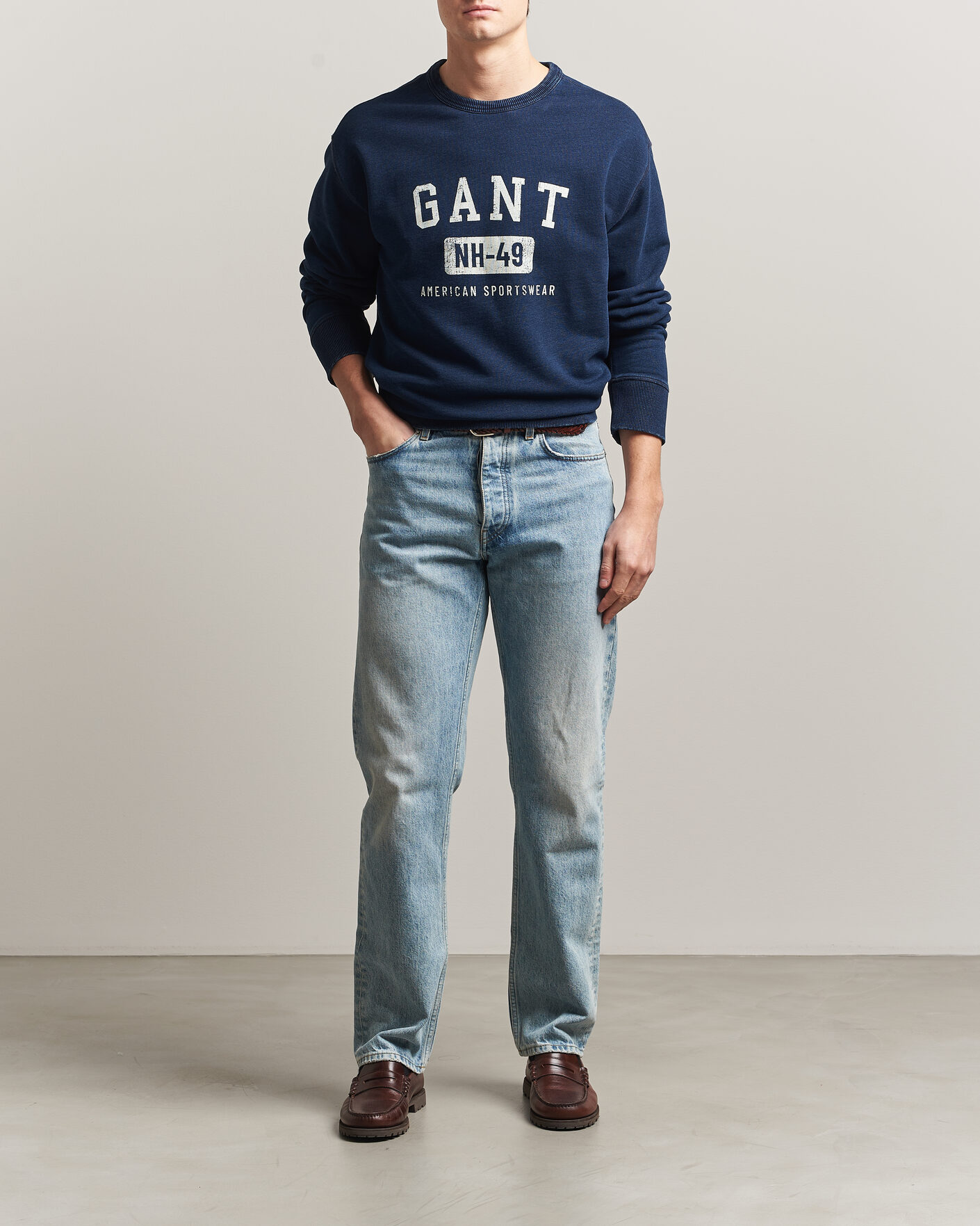 Uomini | Maglieria | GANT | Indigo Graphic Sweatshirt Dark Blue