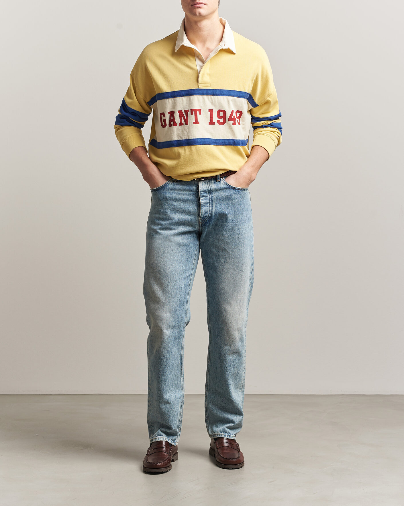 Uomini | Maglieria | GANT | Heavy Rugger Light Mustard Yellow