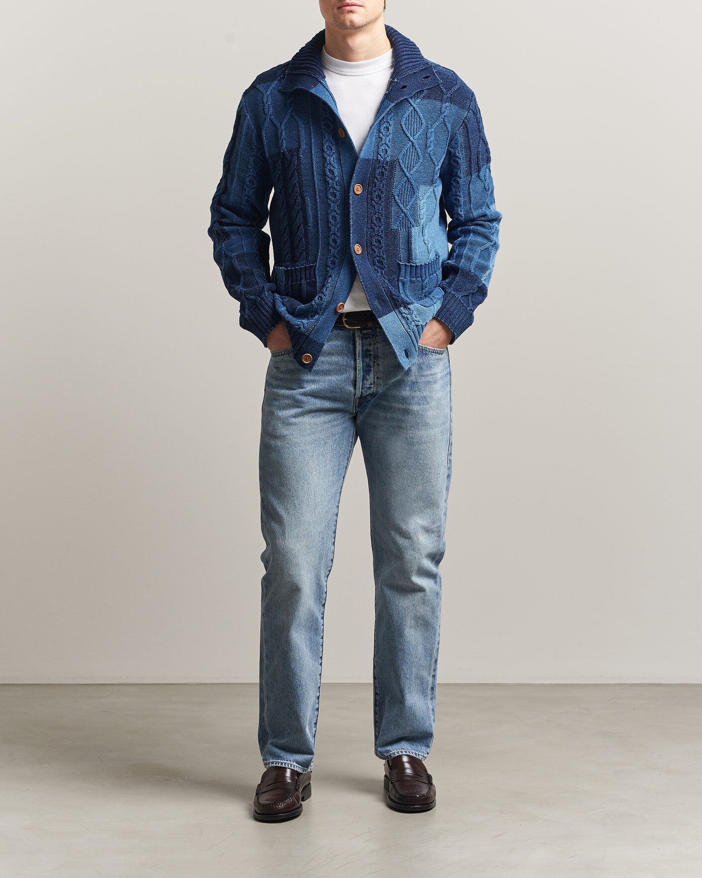 Uomini | Maglieria | Gant | Indigo Cotton Cable Cardigan Rich Navy