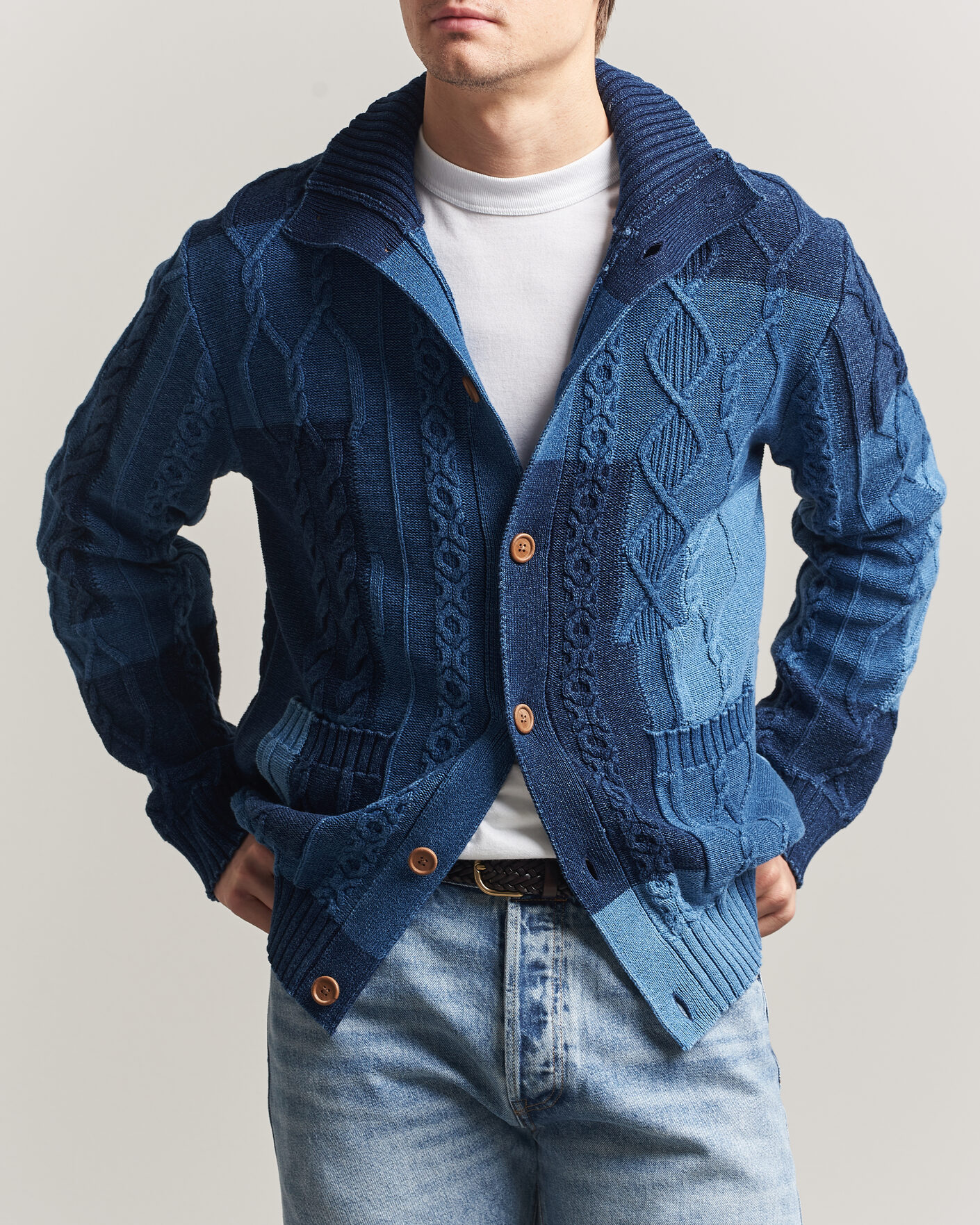 Uomini | Maglieria | Gant | Indigo Cotton Cable Cardigan Rich Navy