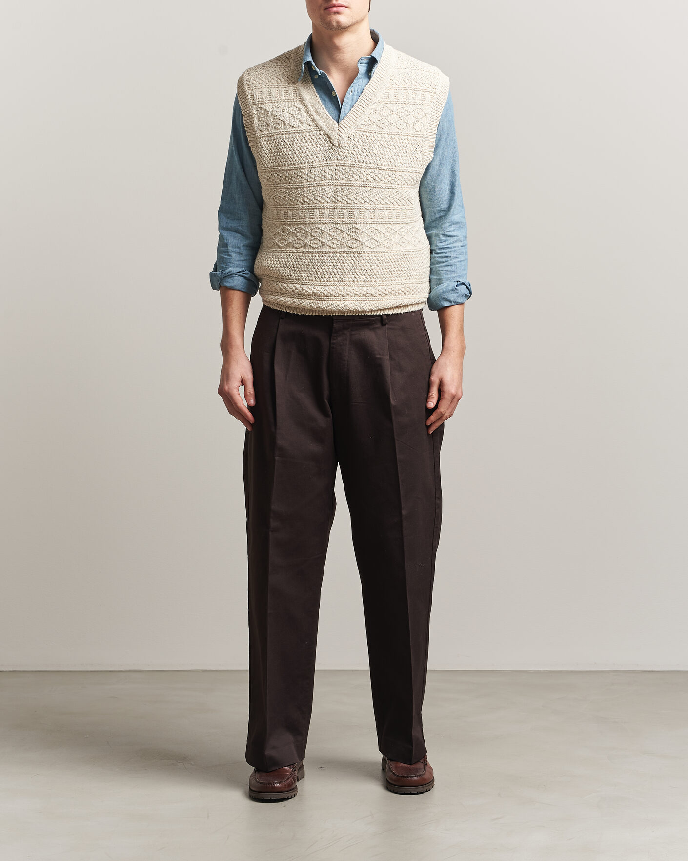 Uomini | Maglieria | Gant | Cotton/Linen Textured Vest Creamed White