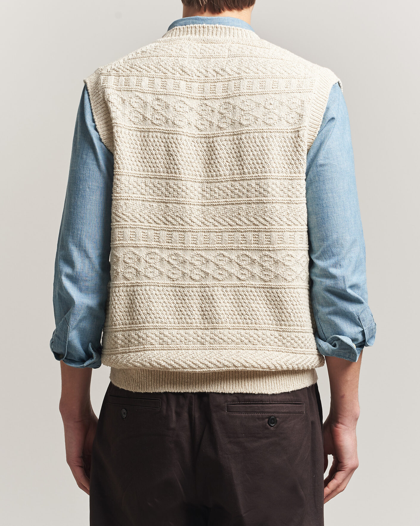 Uomini | Maglieria | Gant | Cotton/Linen Textured Vest Creamed White