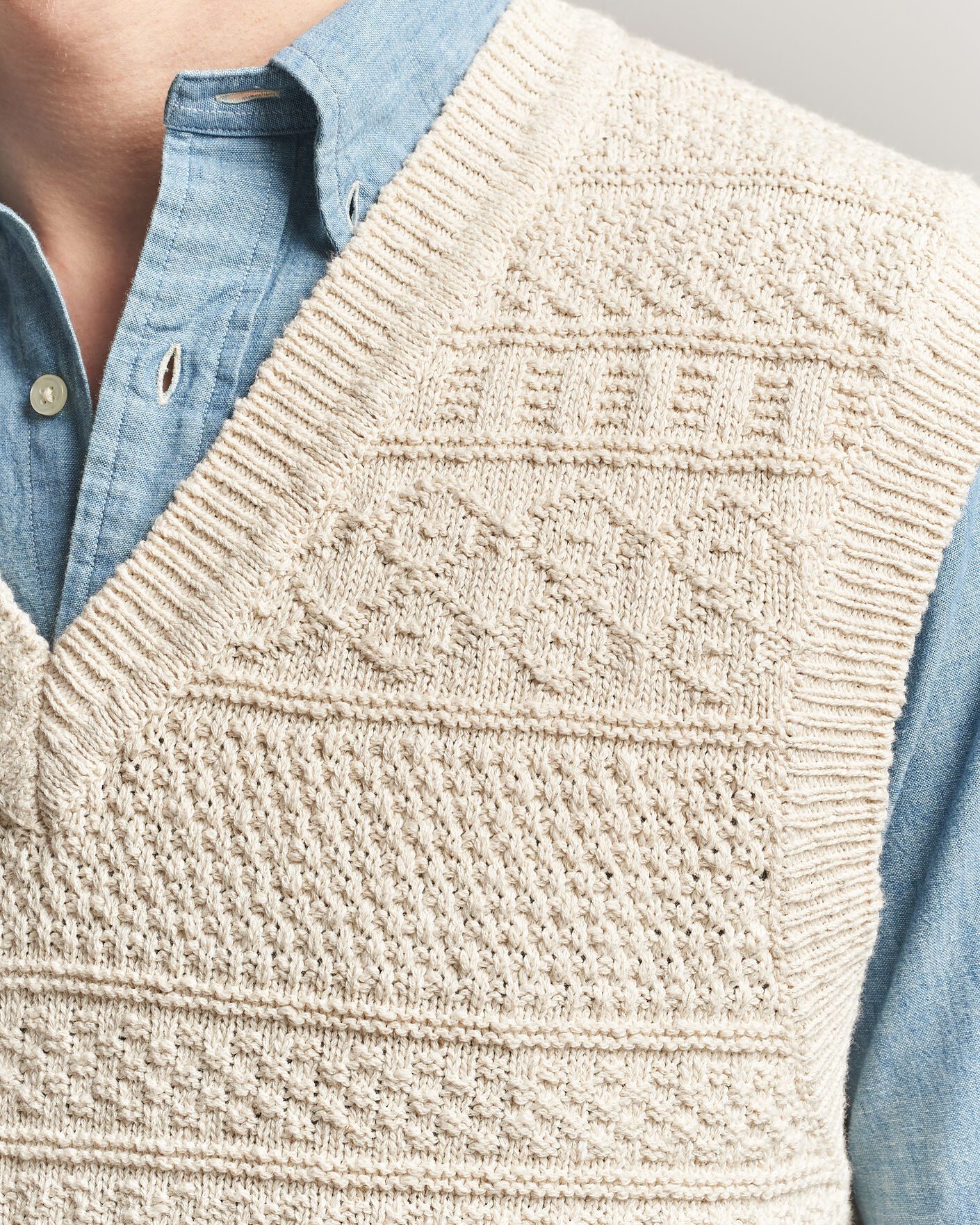Uomini | Maglieria | Gant | Cotton/Linen Textured Vest Creamed White