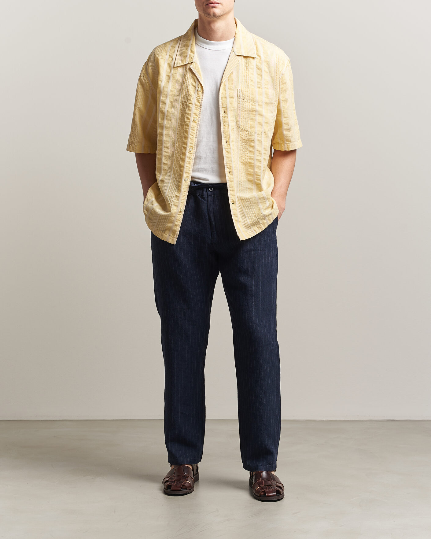 Uomini | Camicie | Gant | Relaxed Fit Seersucker Camp Collar Shirt Light Mustard Yellow