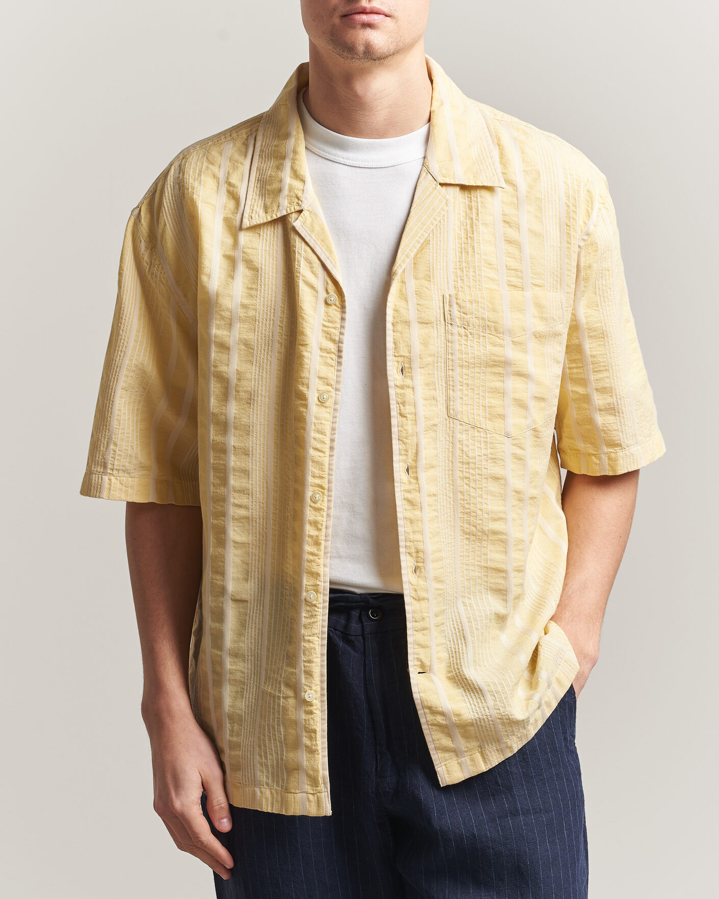 Uomini | Camicie | Gant | Relaxed Fit Seersucker Camp Collar Shirt Light Mustard Yellow