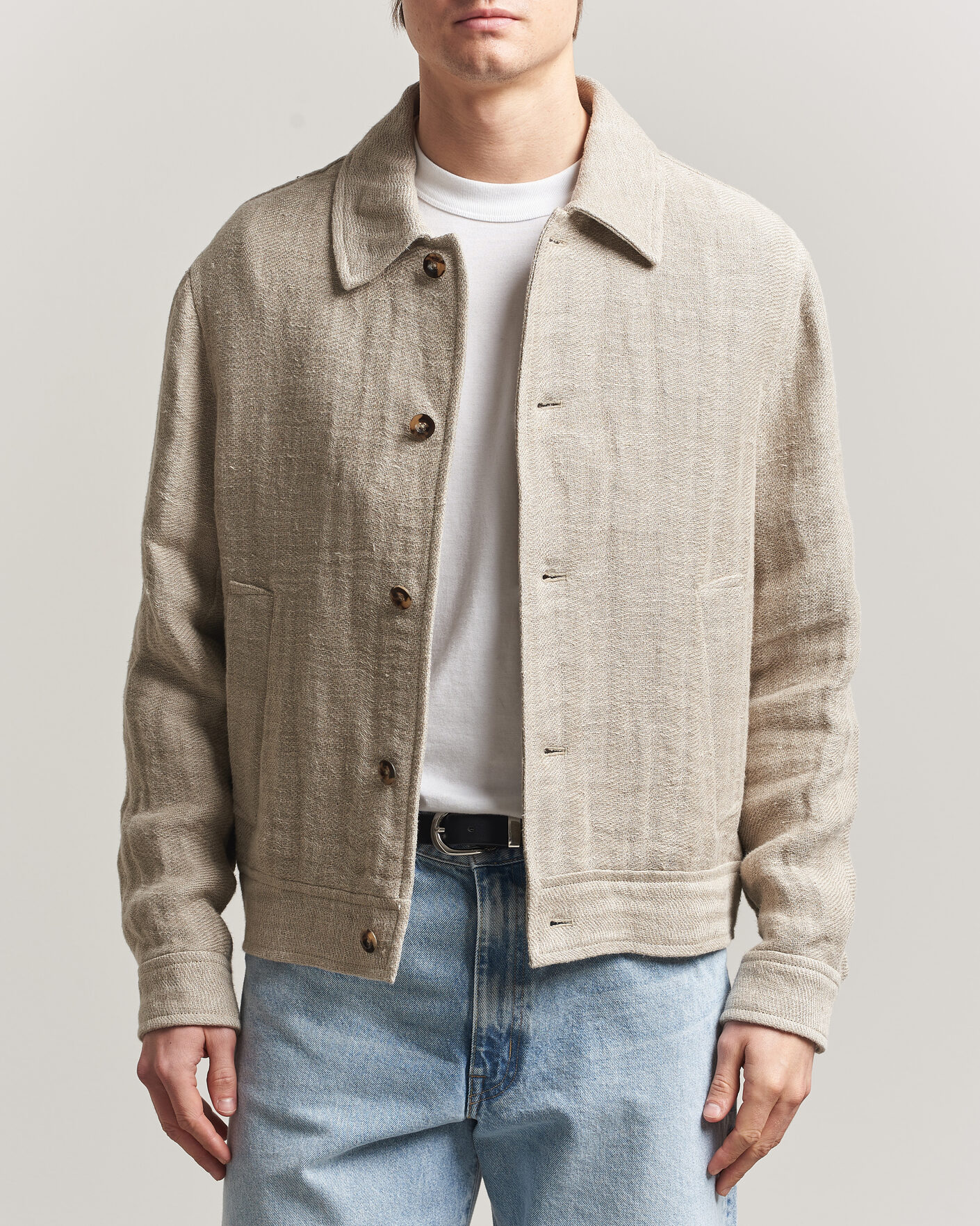 Uomini | Giacche | Gant | Washed Linen Jacket Light Taupe