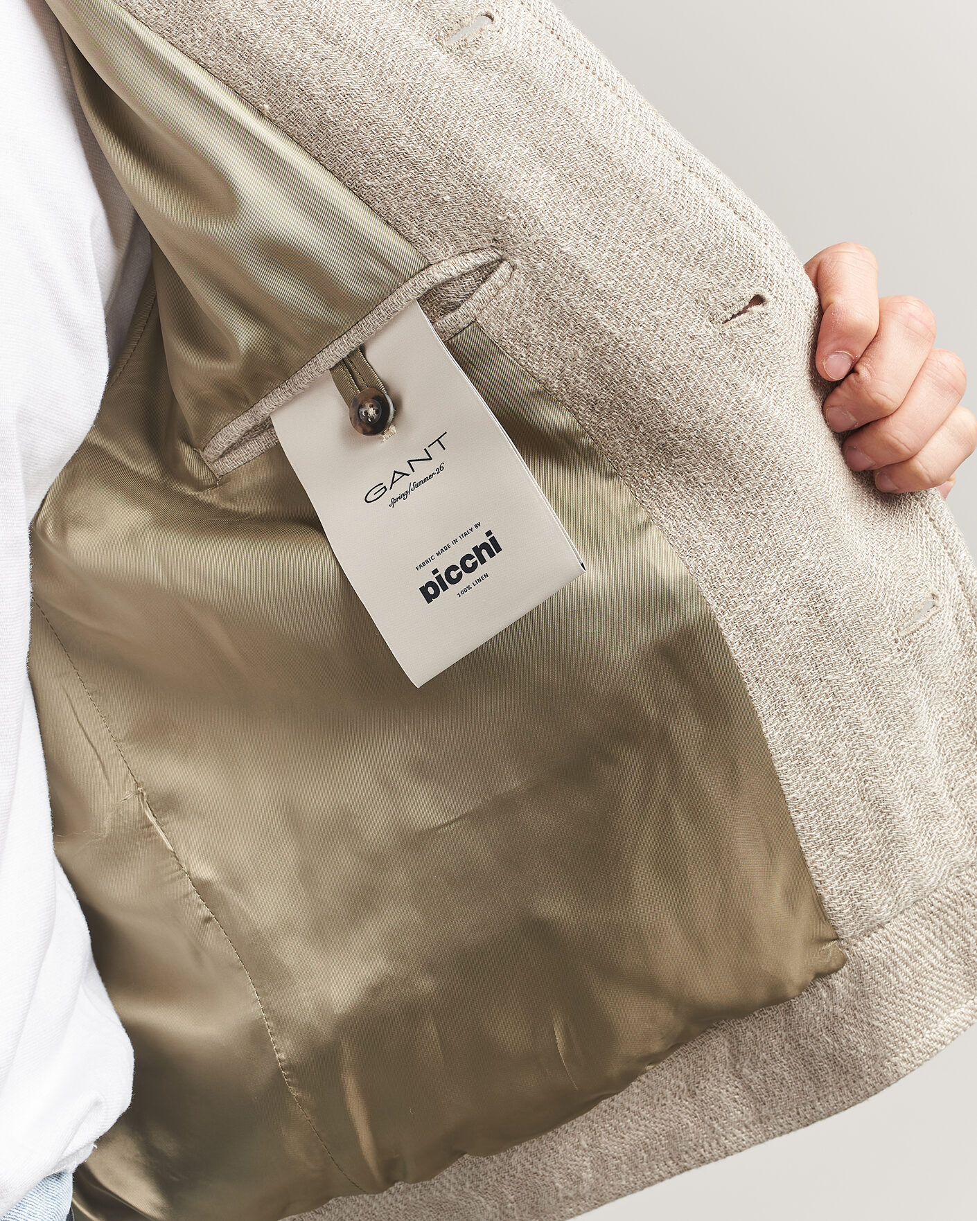 Uomini | Giacche | Gant | Washed Linen Jacket Light Taupe