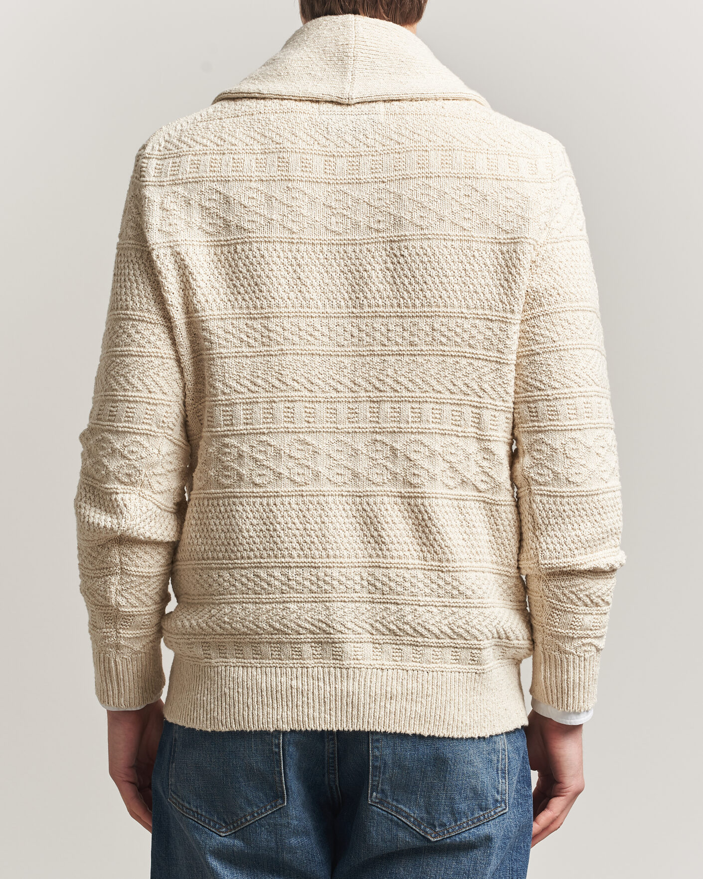 Uomini | Maglieria | Gant | Cotton/Linen Textured Cardigan Creamed White